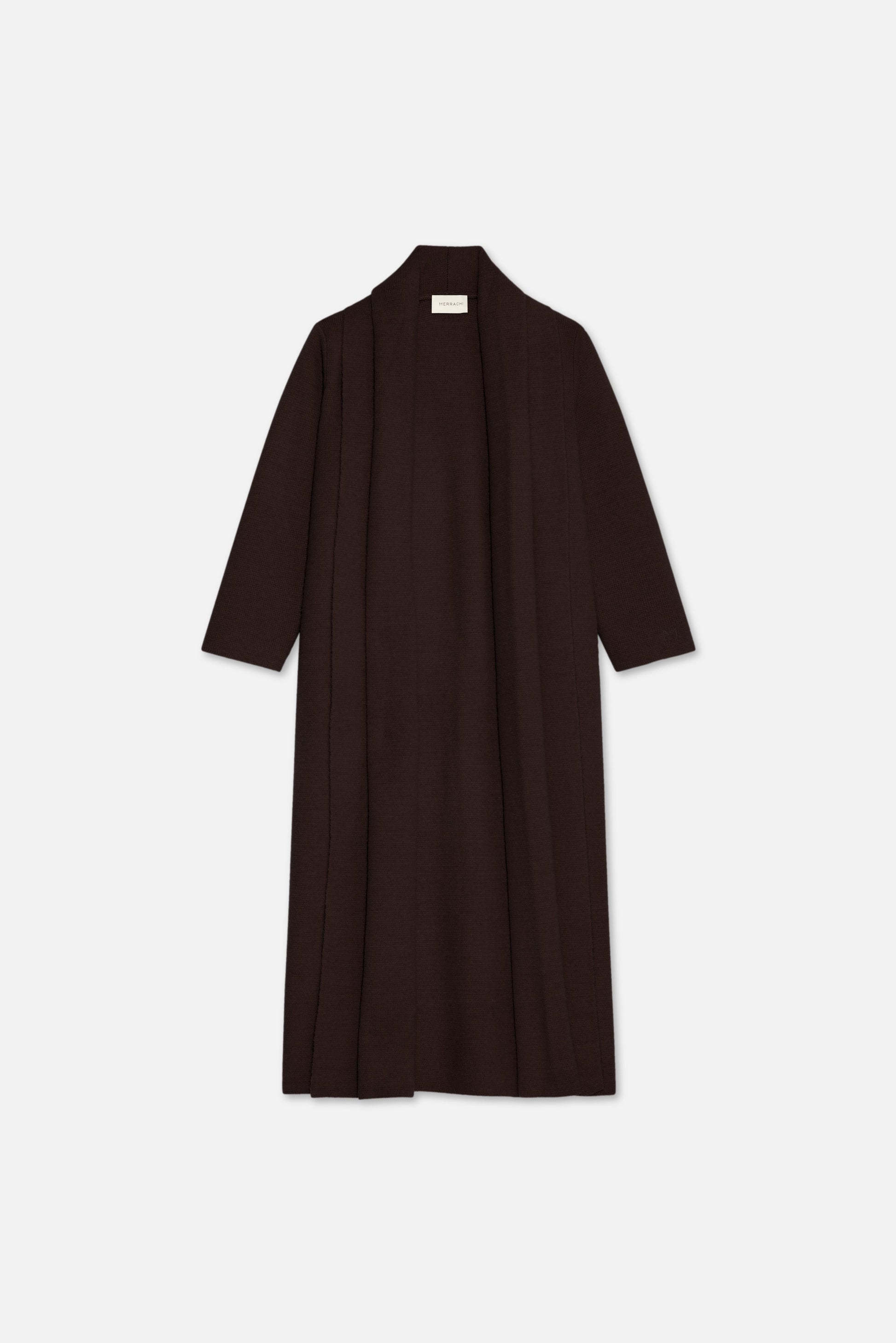 Abaya en tricot brossé | Marron foncé