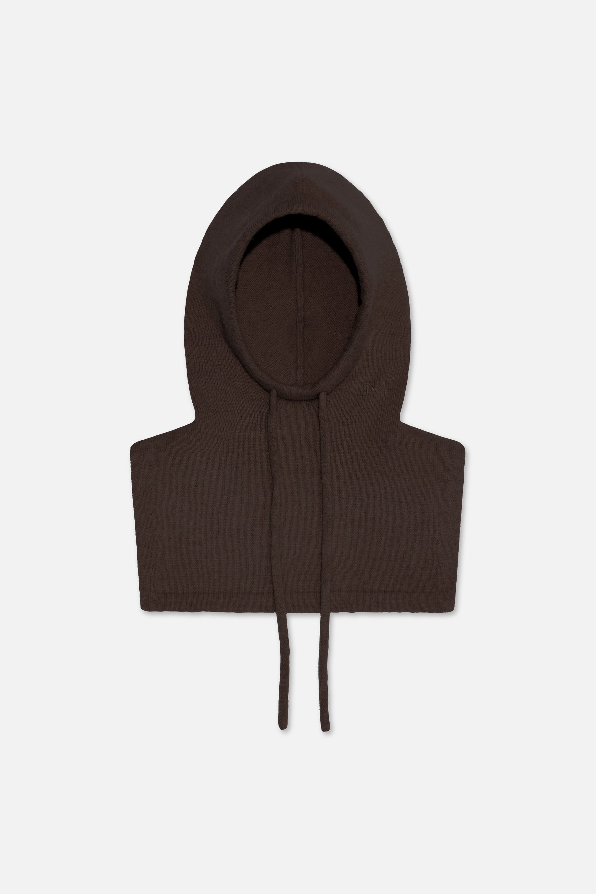 Cagoule en tricot brossé | Marron foncé