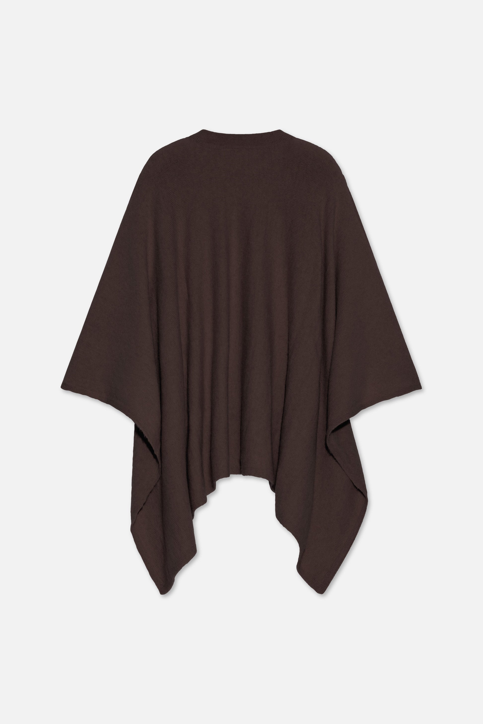 Poncho en tricot brossé | Marron foncé