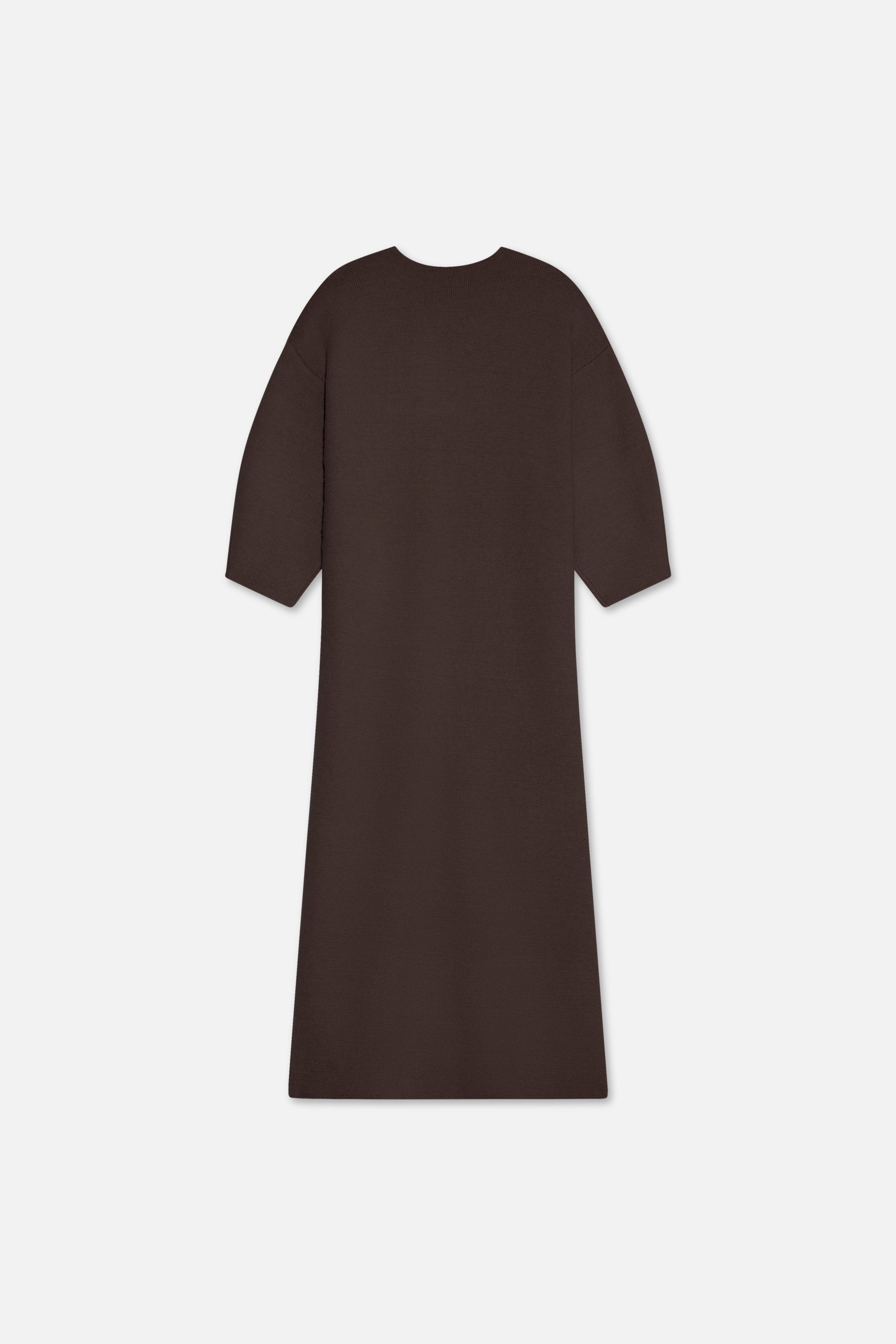 Robe à col en V en tricot brossé | Marron foncé