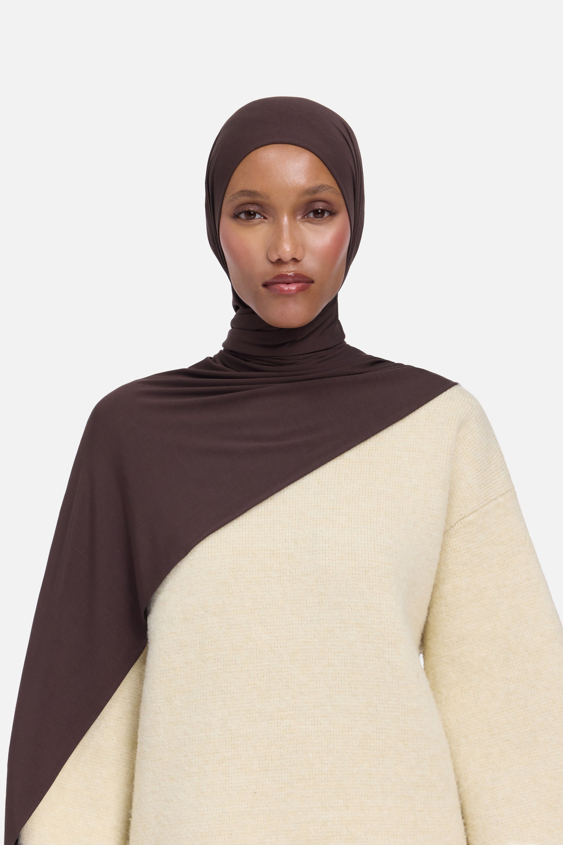 Écharpe en jersey de bambou | Marron foncé