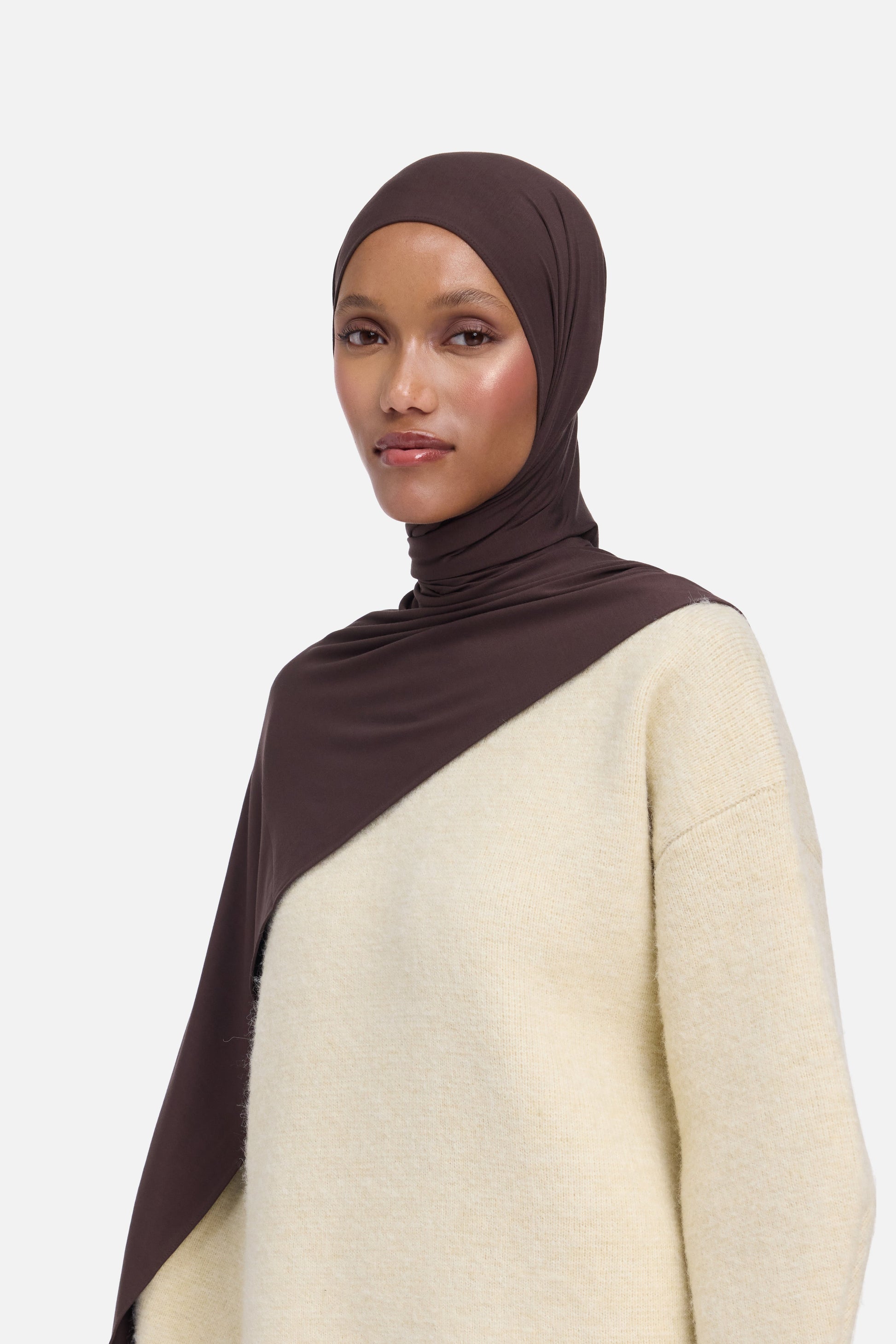 Écharpe en jersey de bambou | Marron foncé