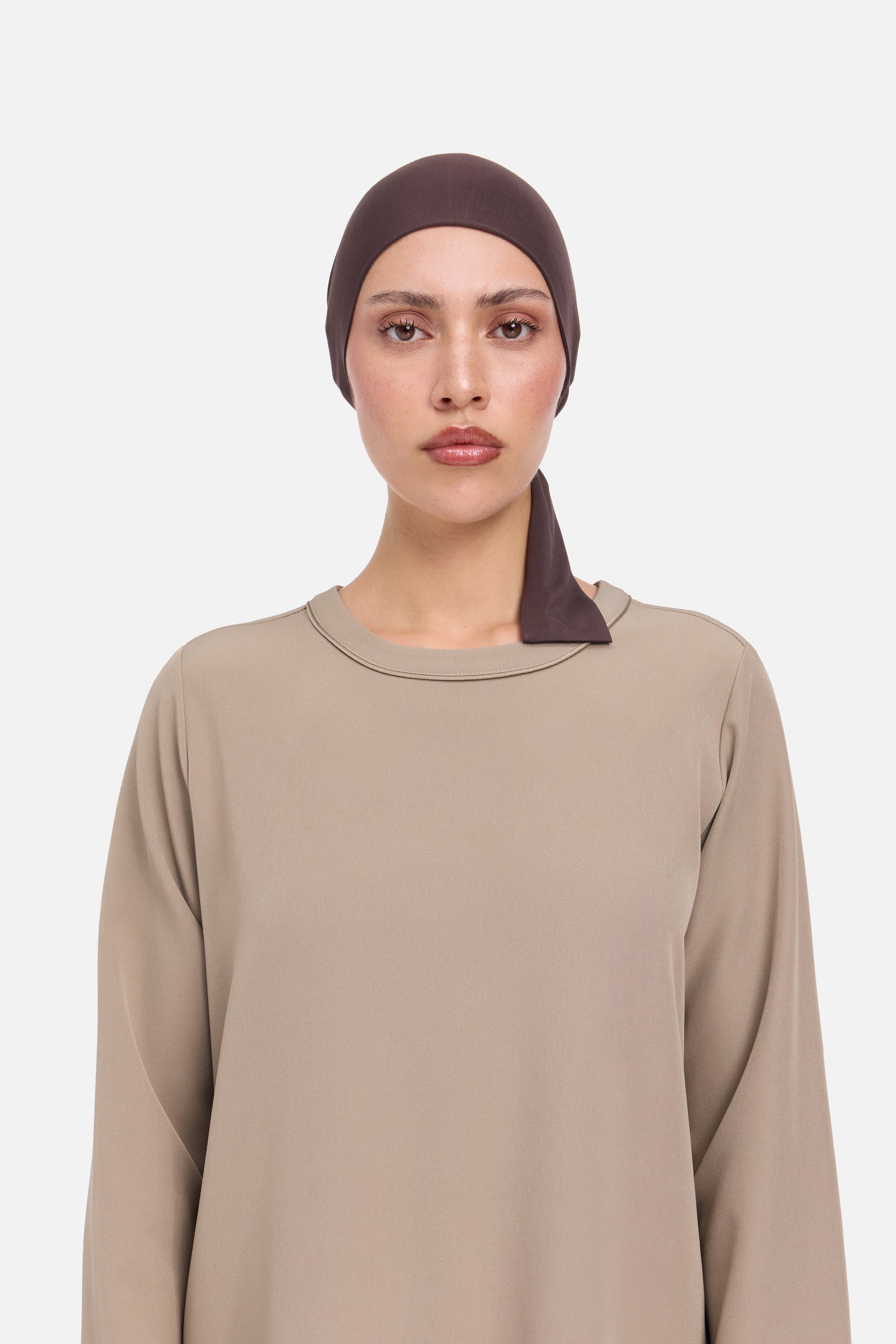 Sous-écharpe attachée en bambou | Marron foncé