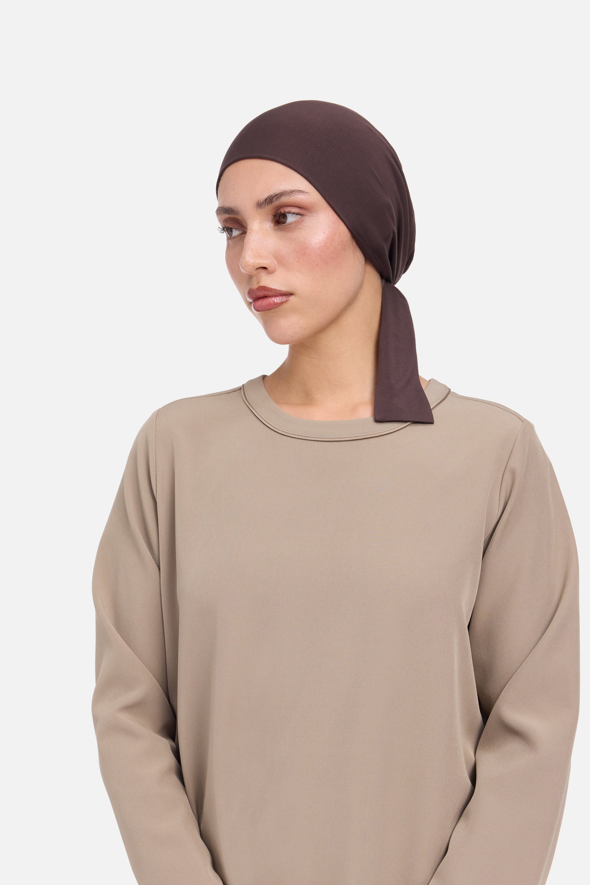 Sous-écharpe attachée en bambou | Marron foncé