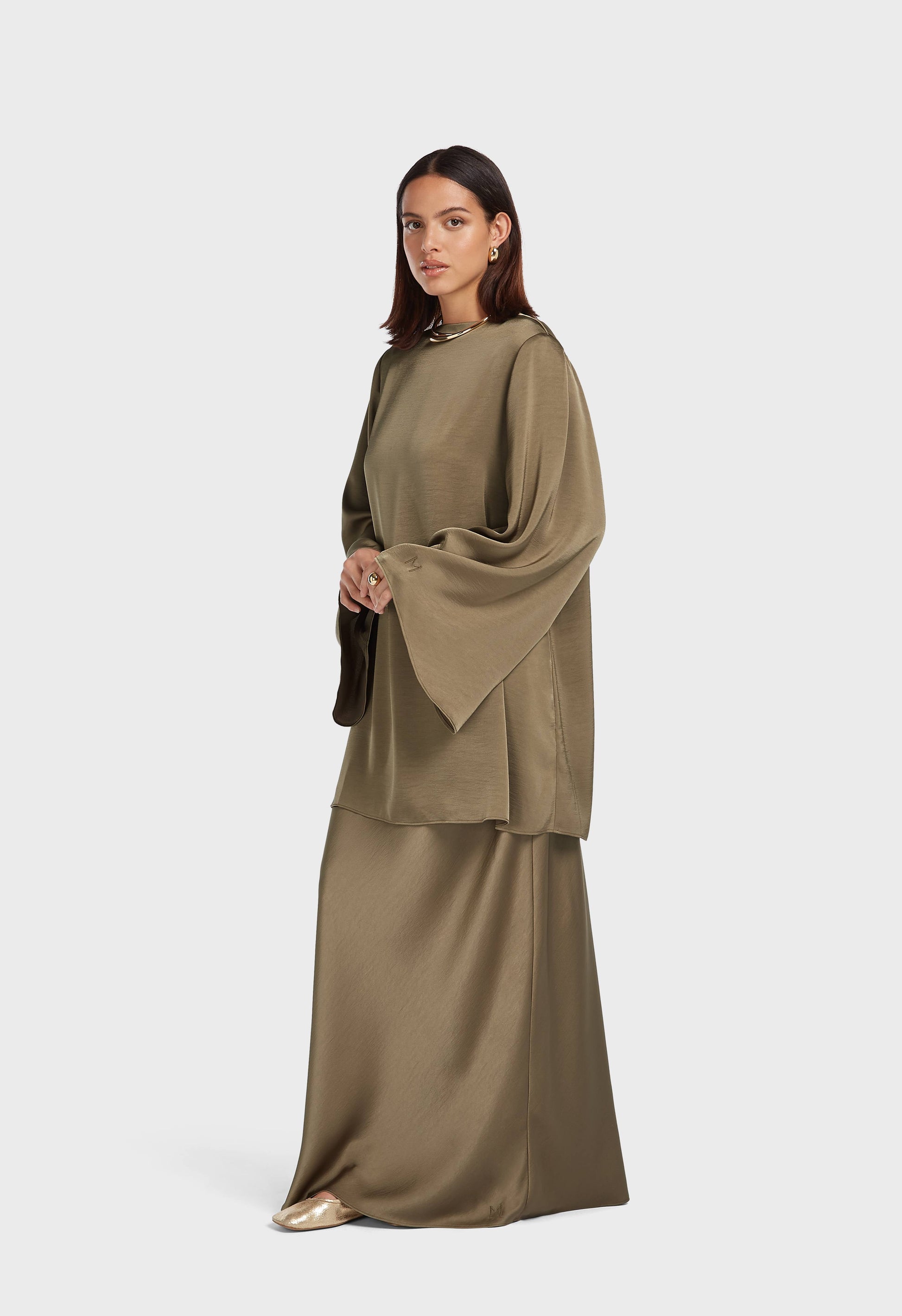 Jupe coupée en biais | Brun Désert