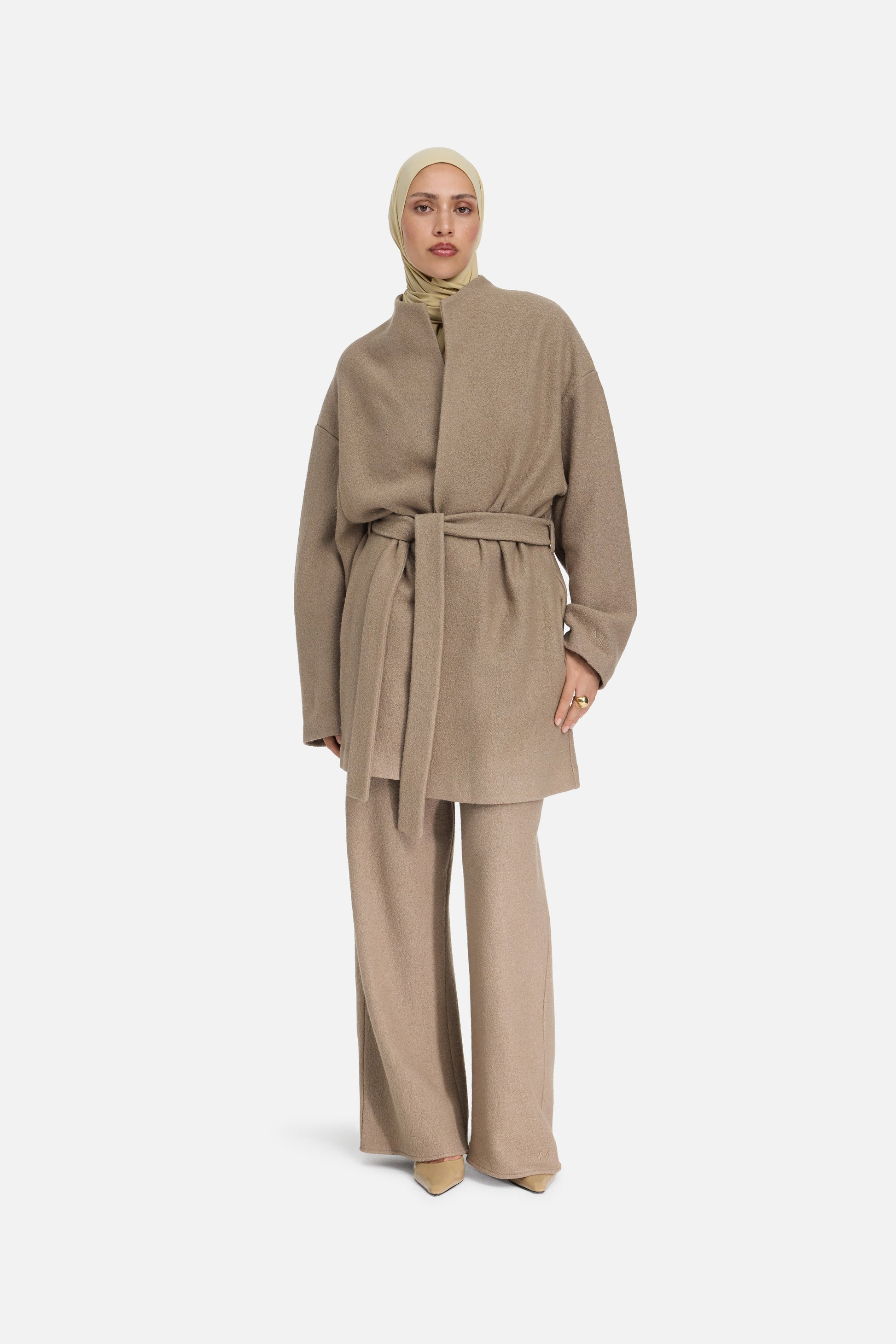 Pantalon en jersey bouclé | Kaki