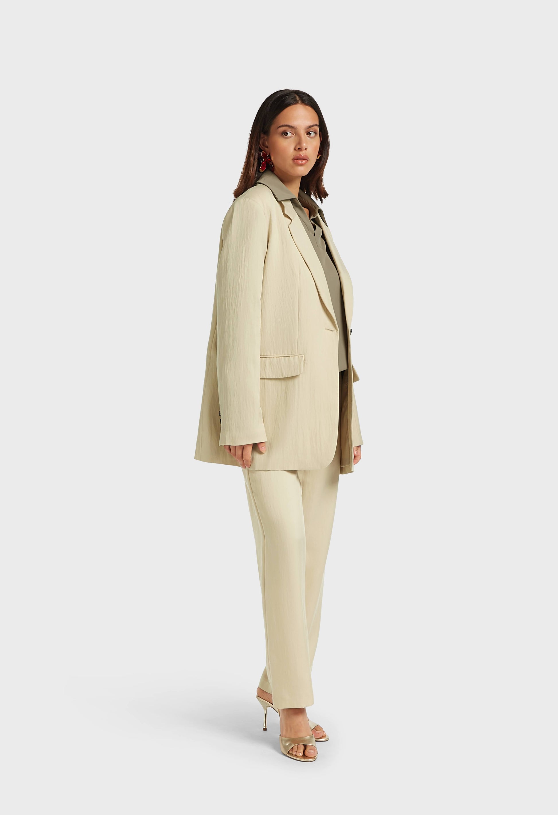 Blazer coupe carrée | Riz brun