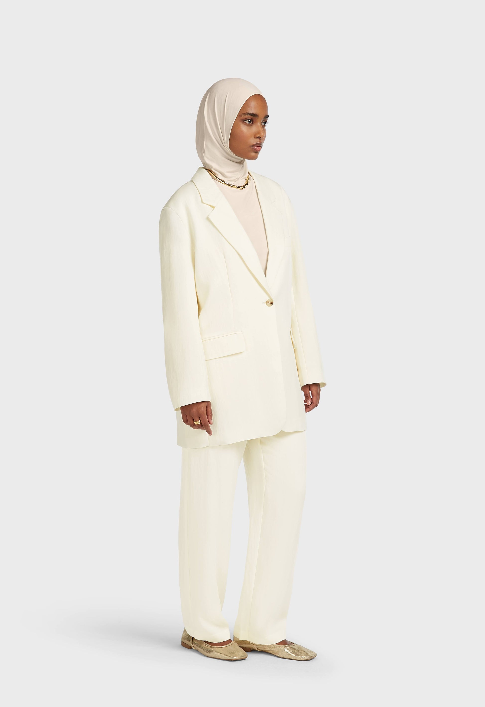 Blazer coupe carrée | Blanc cassé