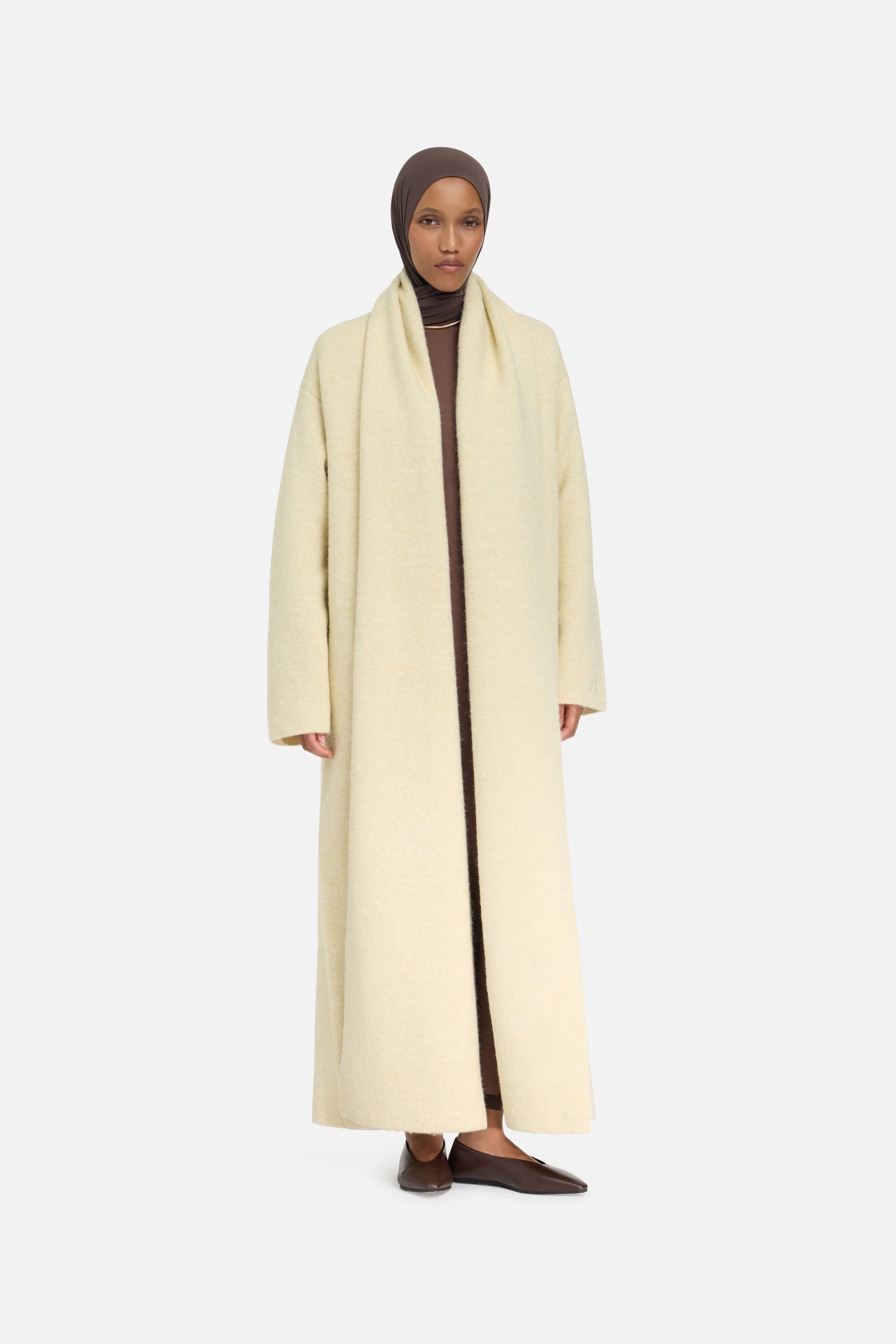 Abaya en tricot brossé | Nuage Blanc