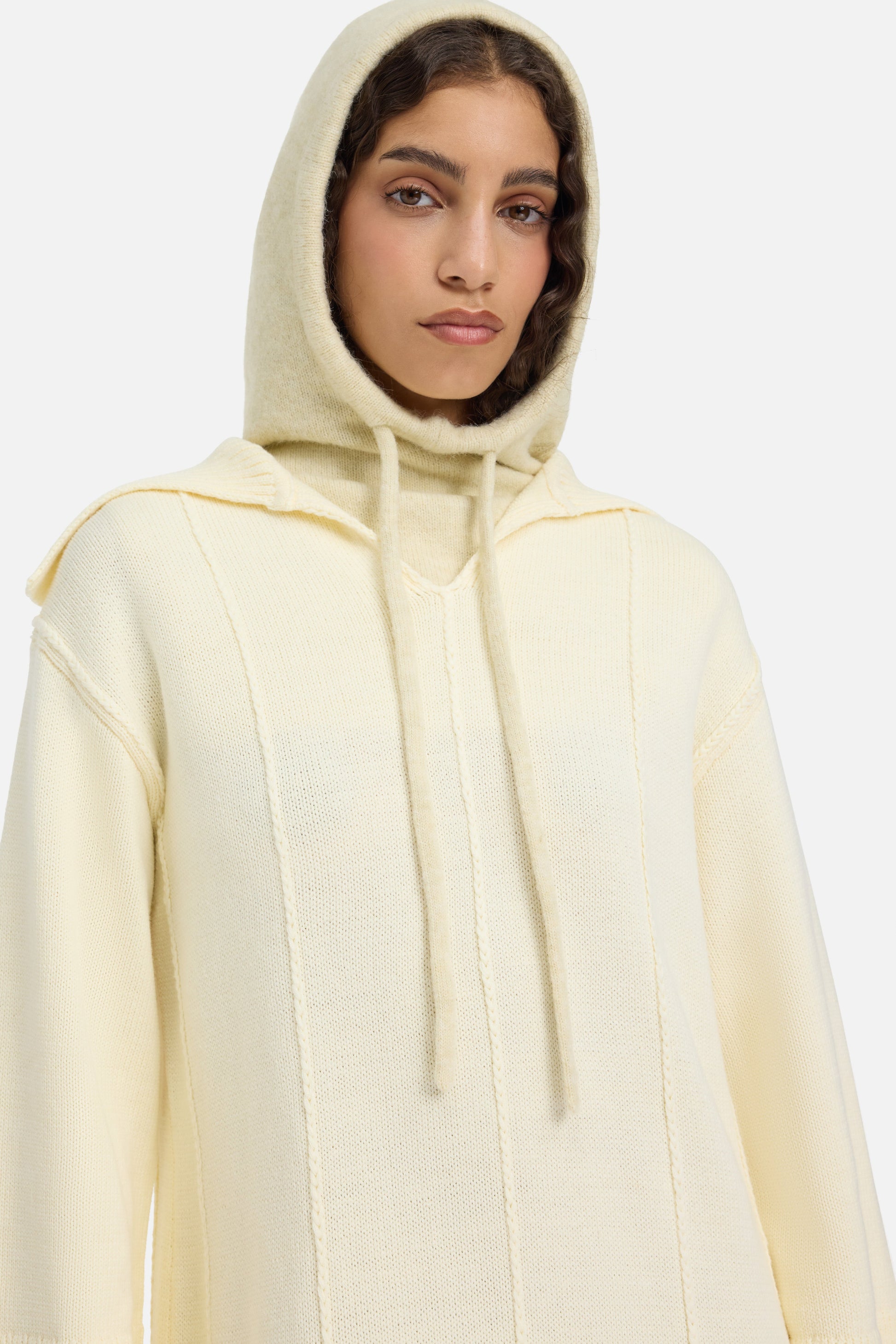 Cagoule en tricot brossé | Nuage Blanc