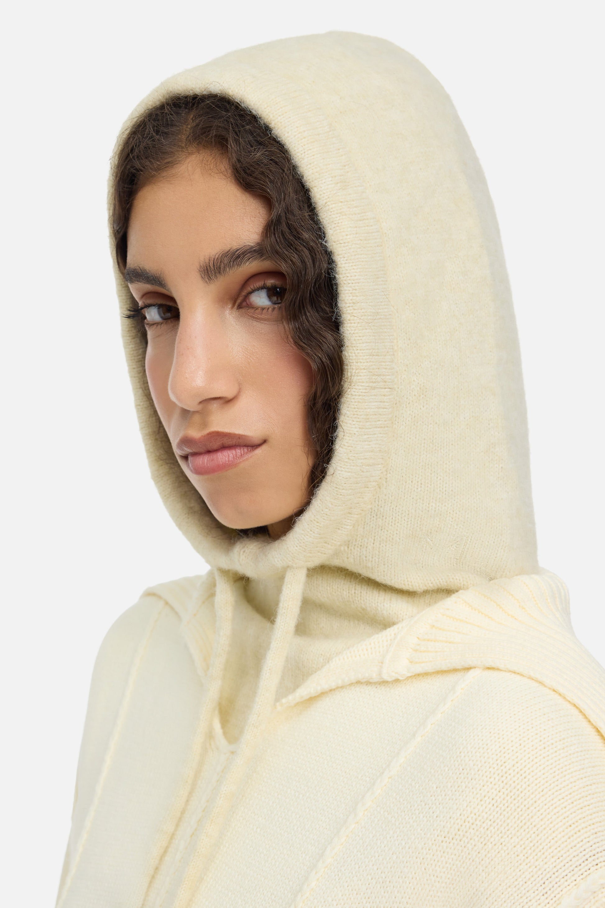 Cagoule en tricot brossé | Nuage Blanc