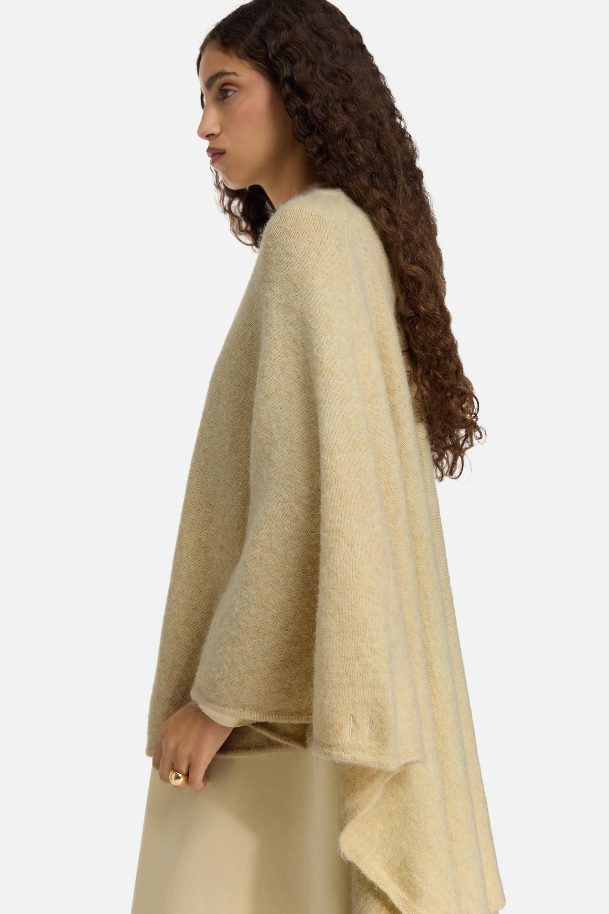 Poncho en tricot brossé | Argile du désert