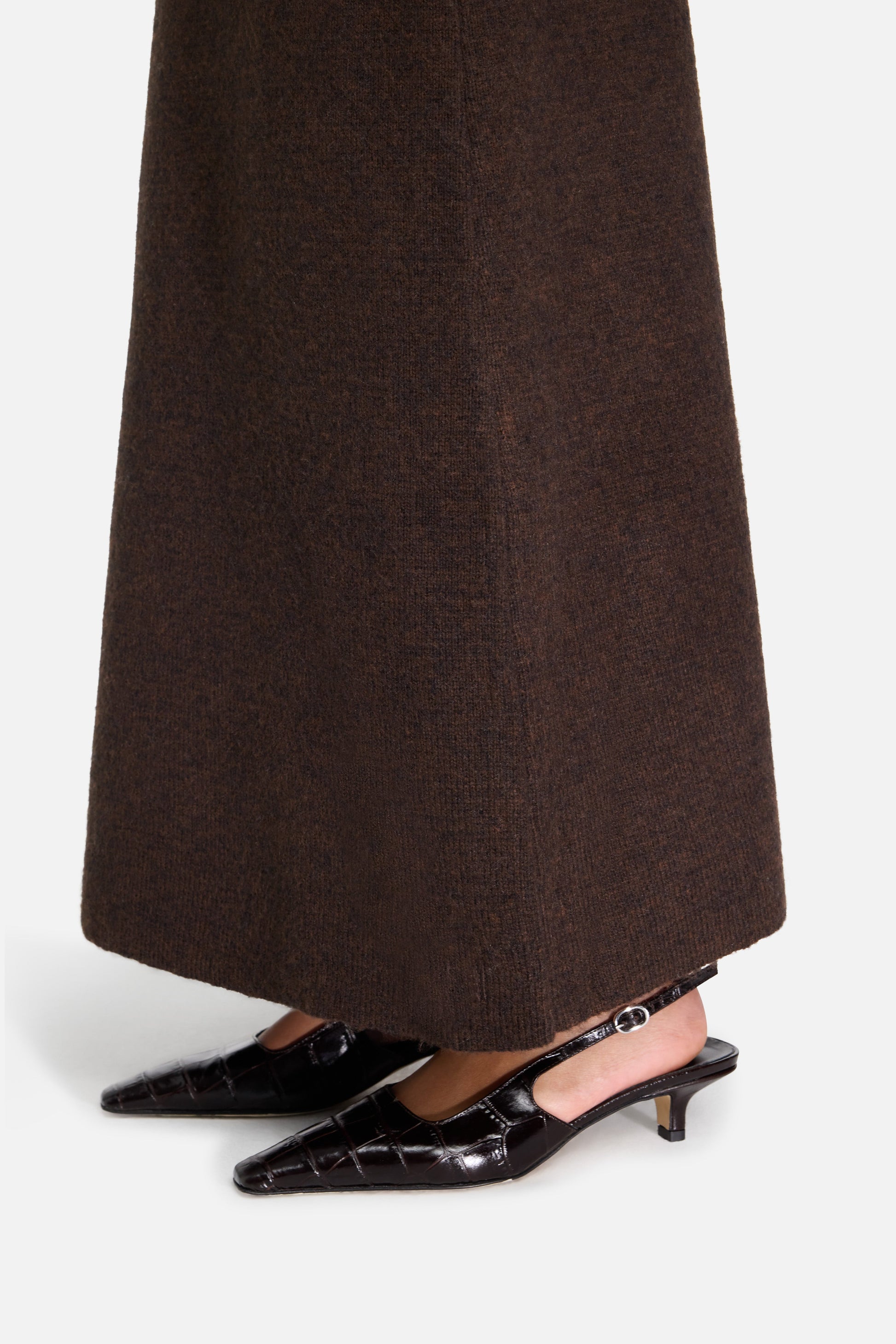 Jupe en tricot brossé | Marron foncé