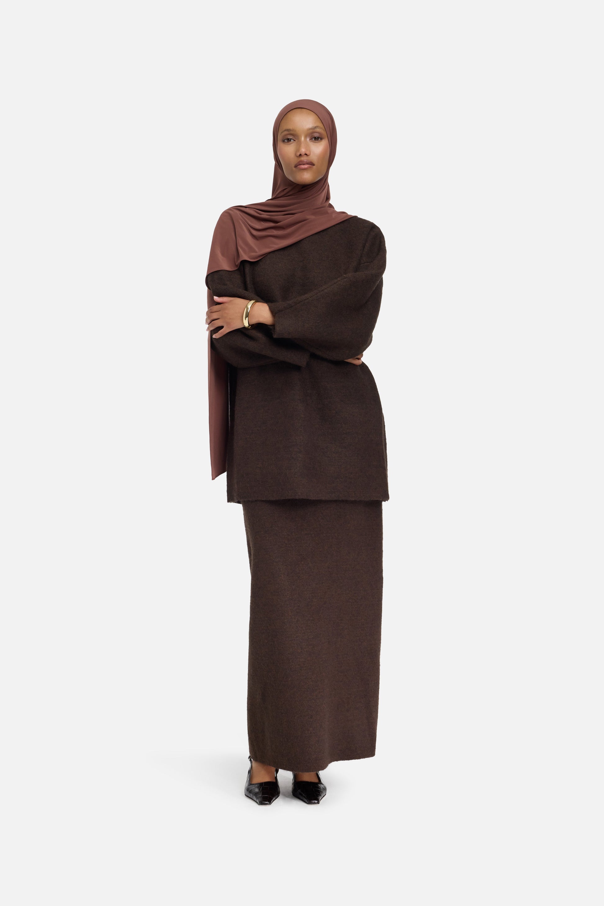 Pull en tricot brossé | Marron foncé