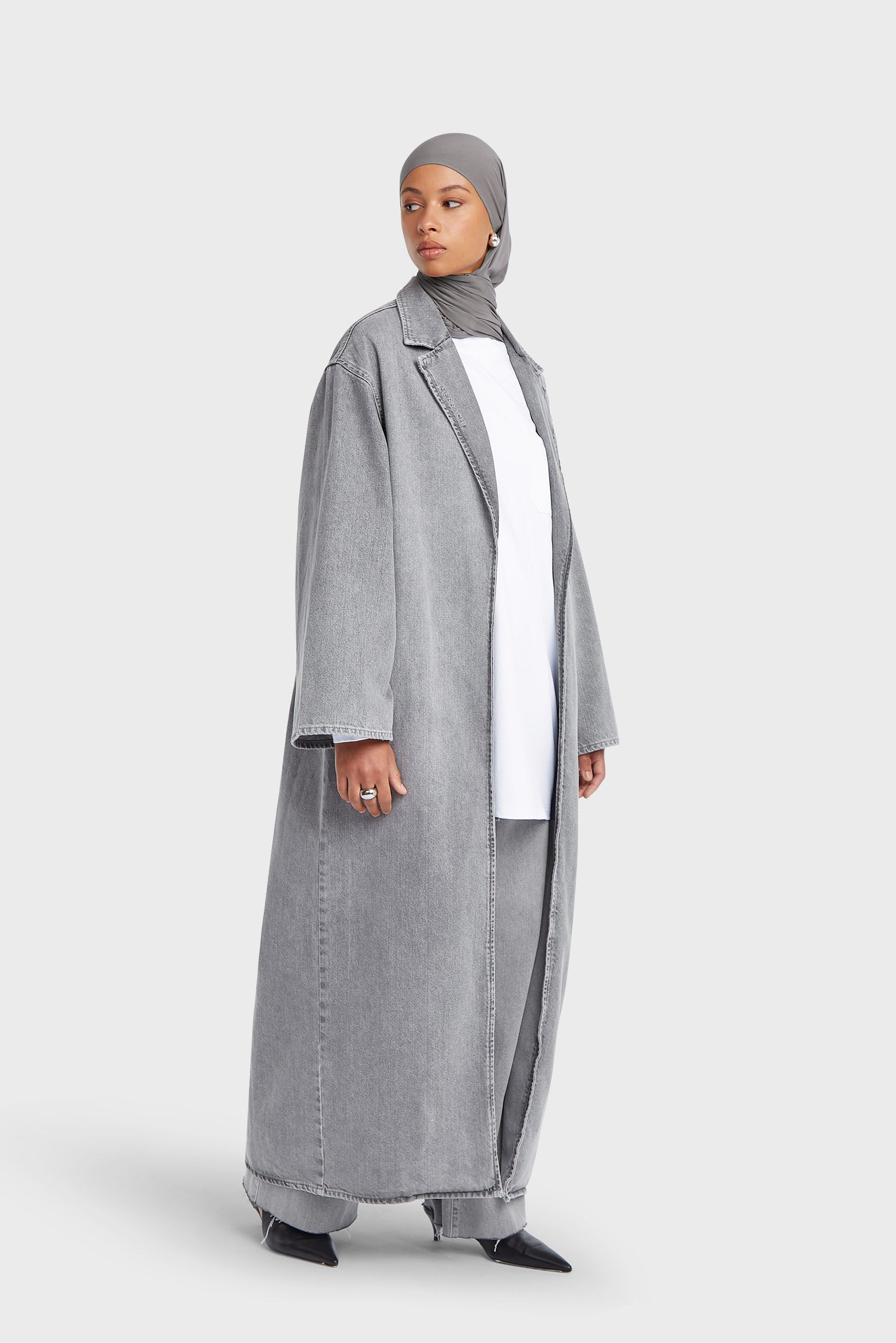 Abaya en jean | Gris matin délavé