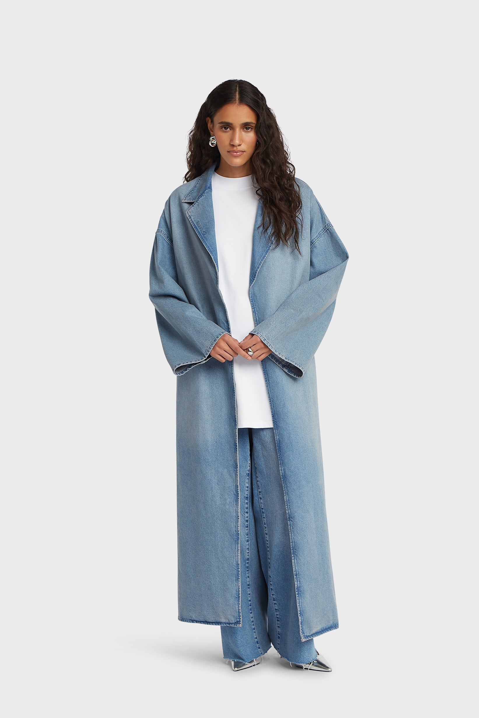 Abaya en jean | Bleu argenté délavé