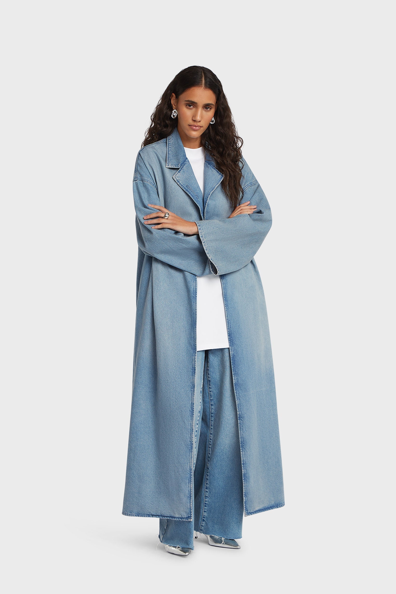 Abaya en jean | Bleu argenté délavé