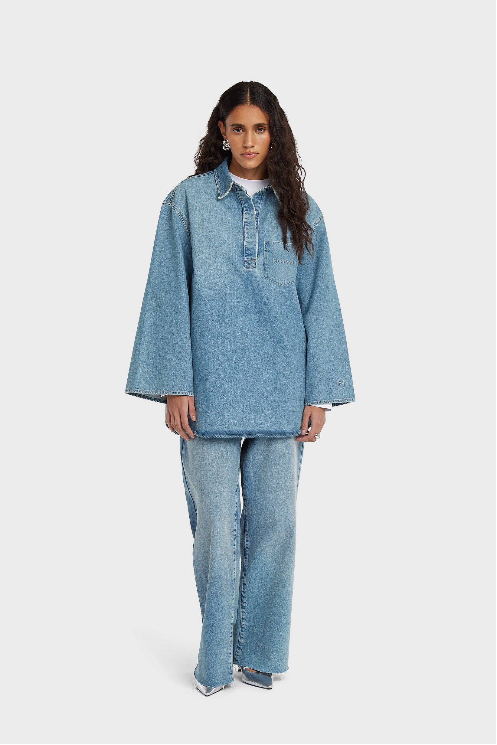 Chemise en jean | Bleu argenté délavé