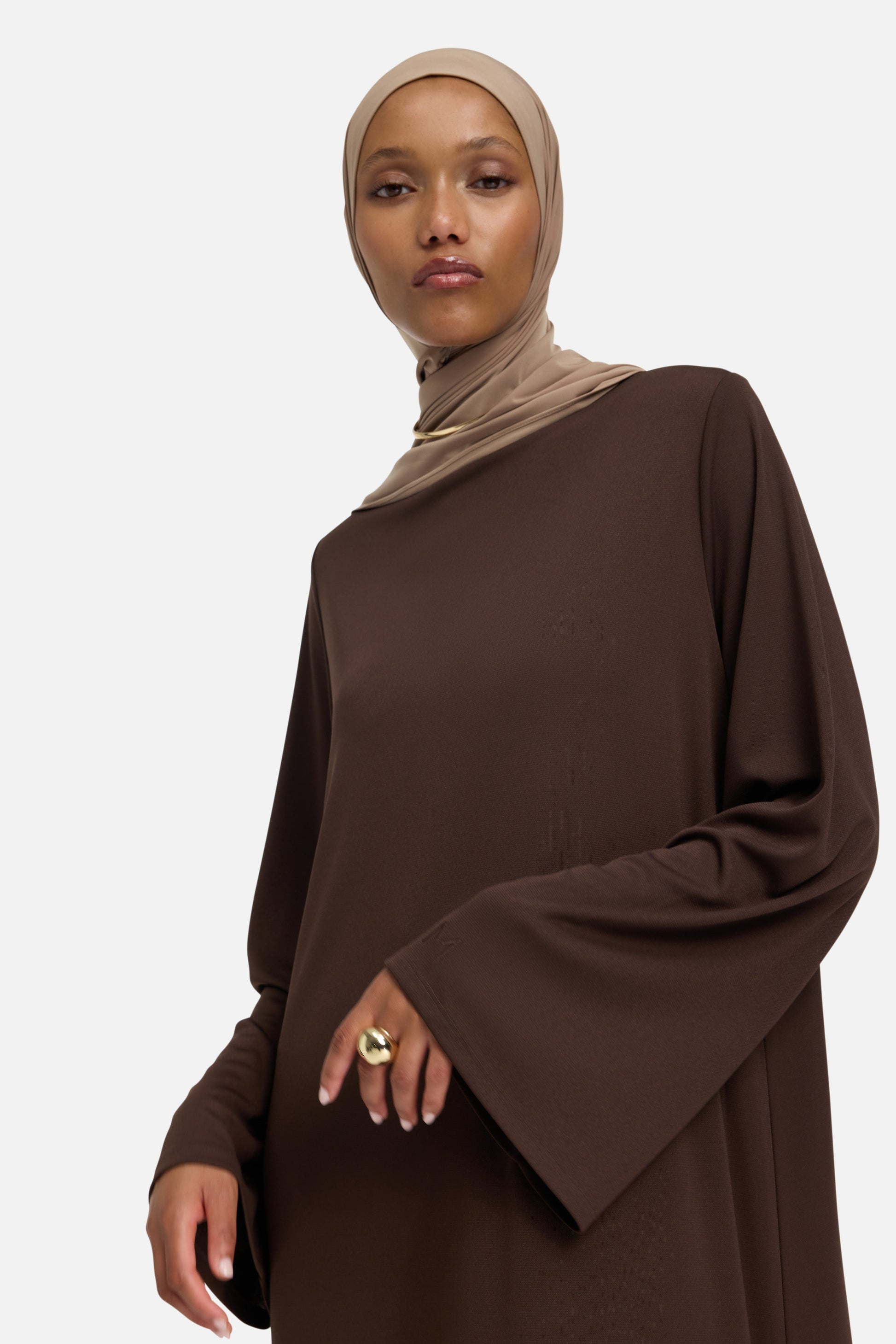 Robe courte en jersey essentiel | Marron foncé