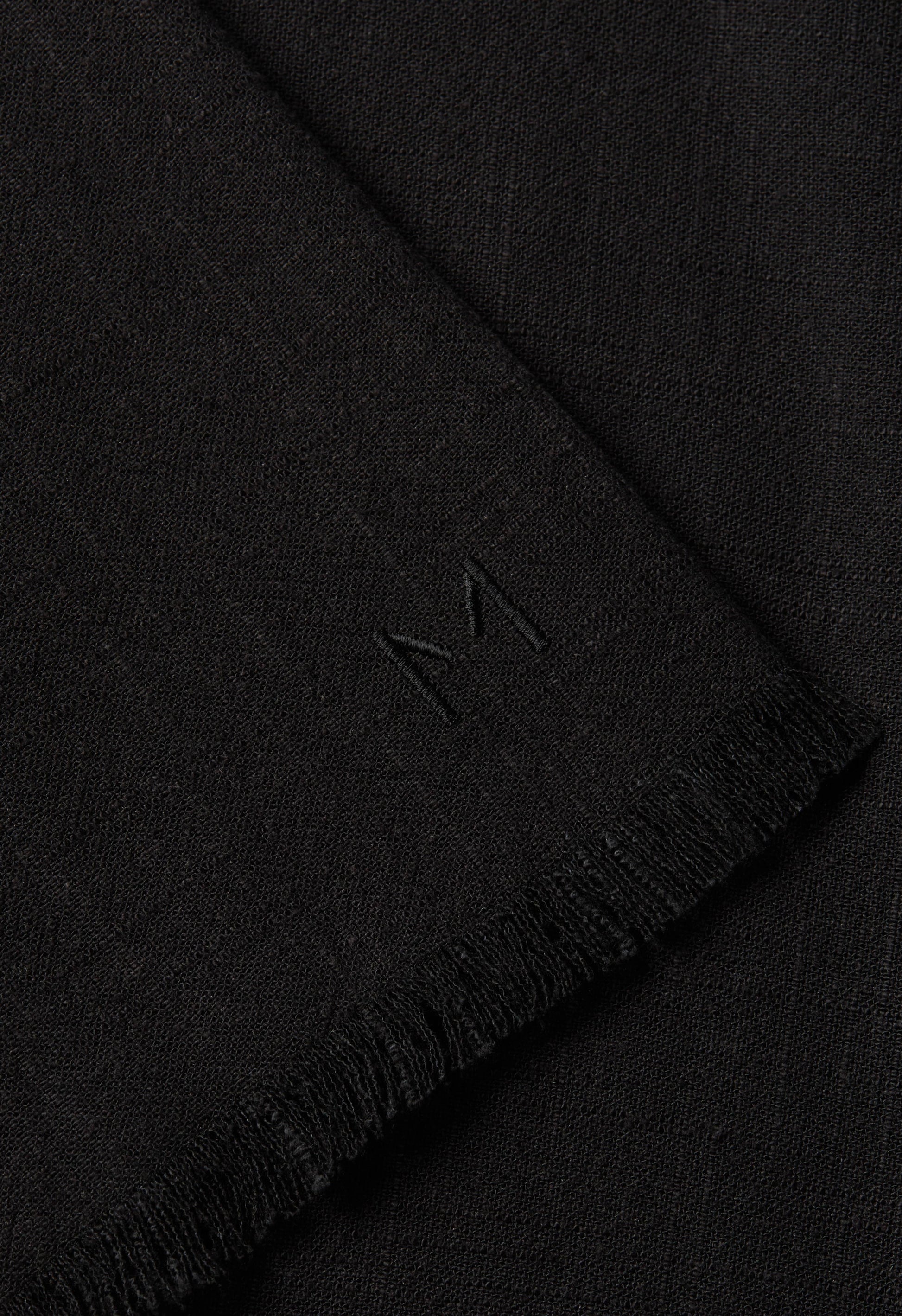 Abaya en lin à ourlet effiloché | Noir