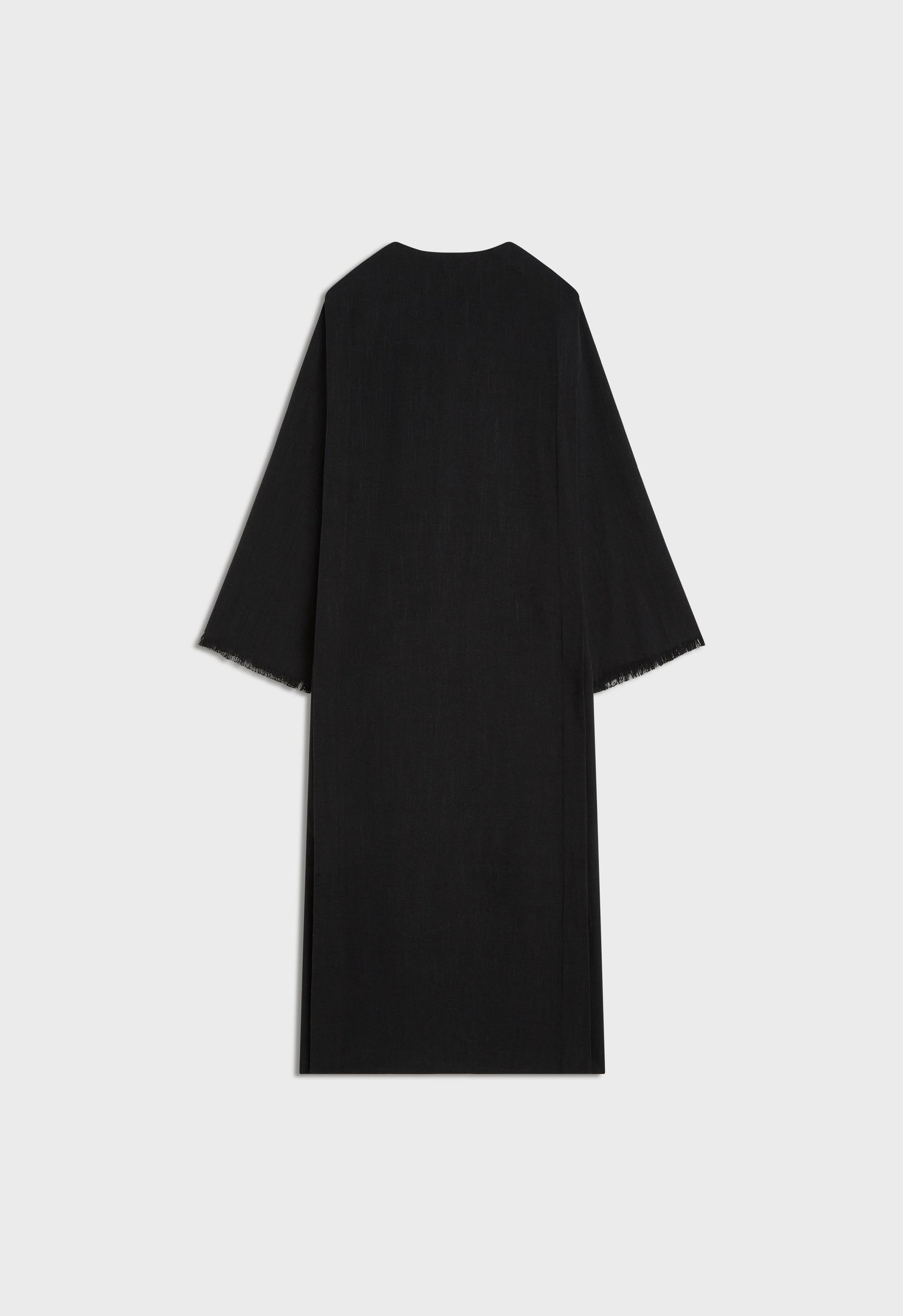 Abaya en lin à ourlet effiloché | Noir