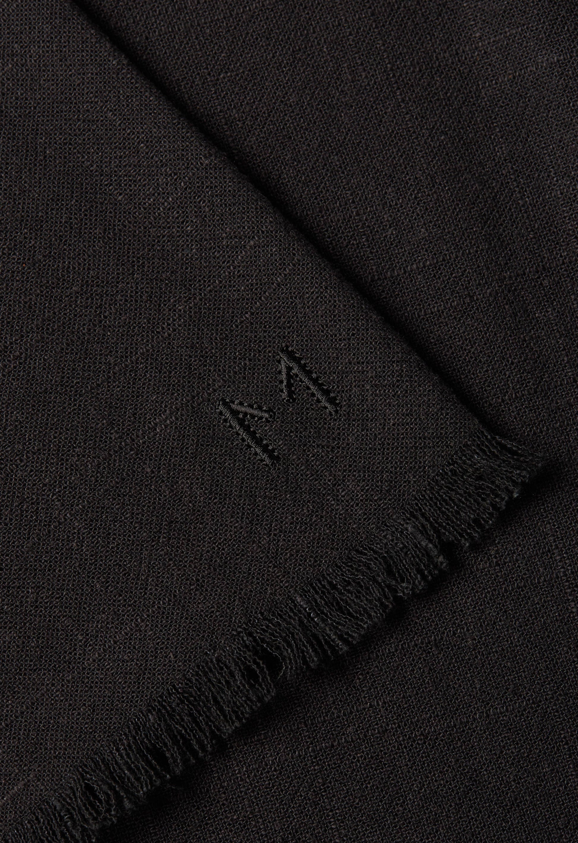 Haut en lin à ourlet effiloché | Noir