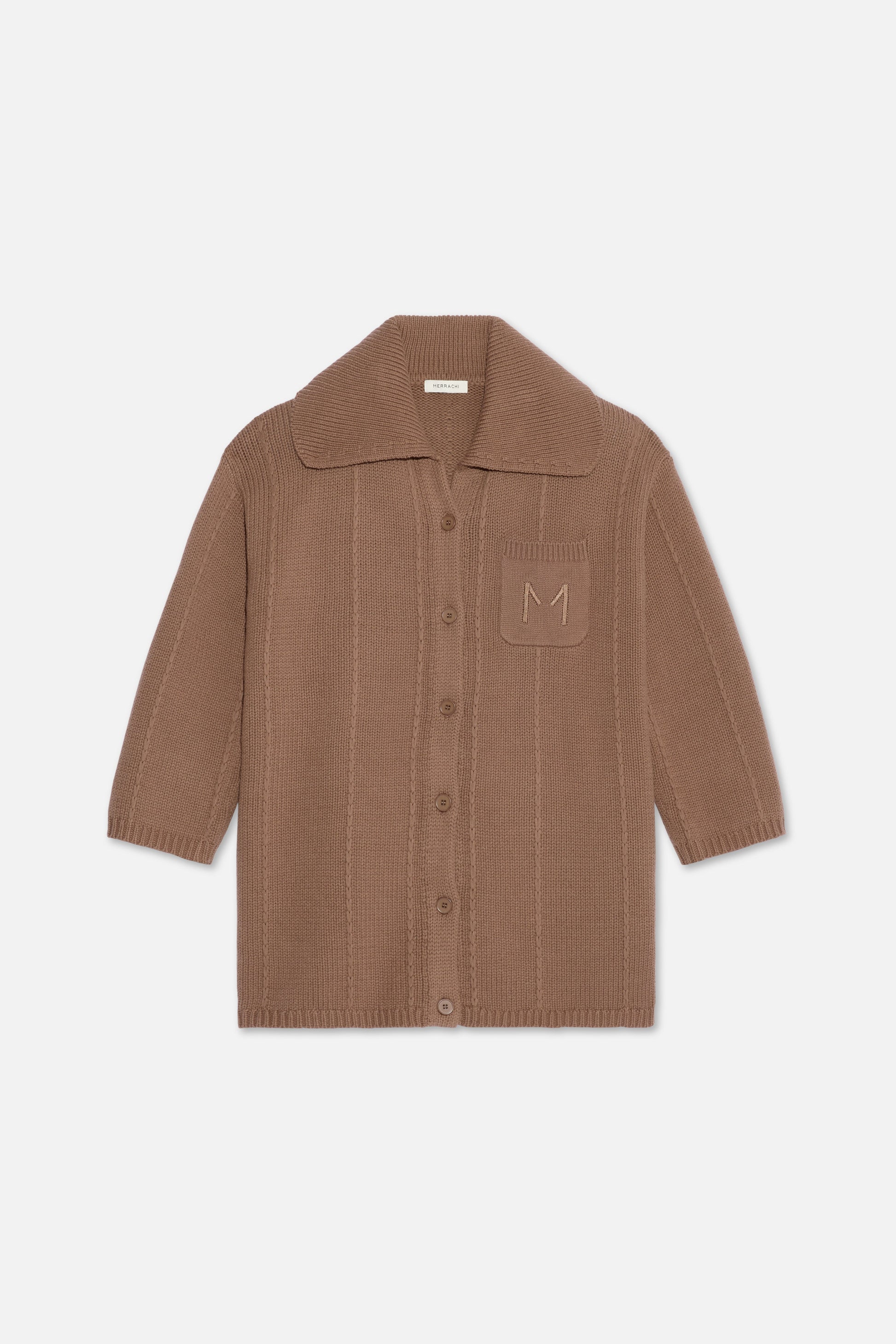 Cardigan à col tricoté | Chocolat