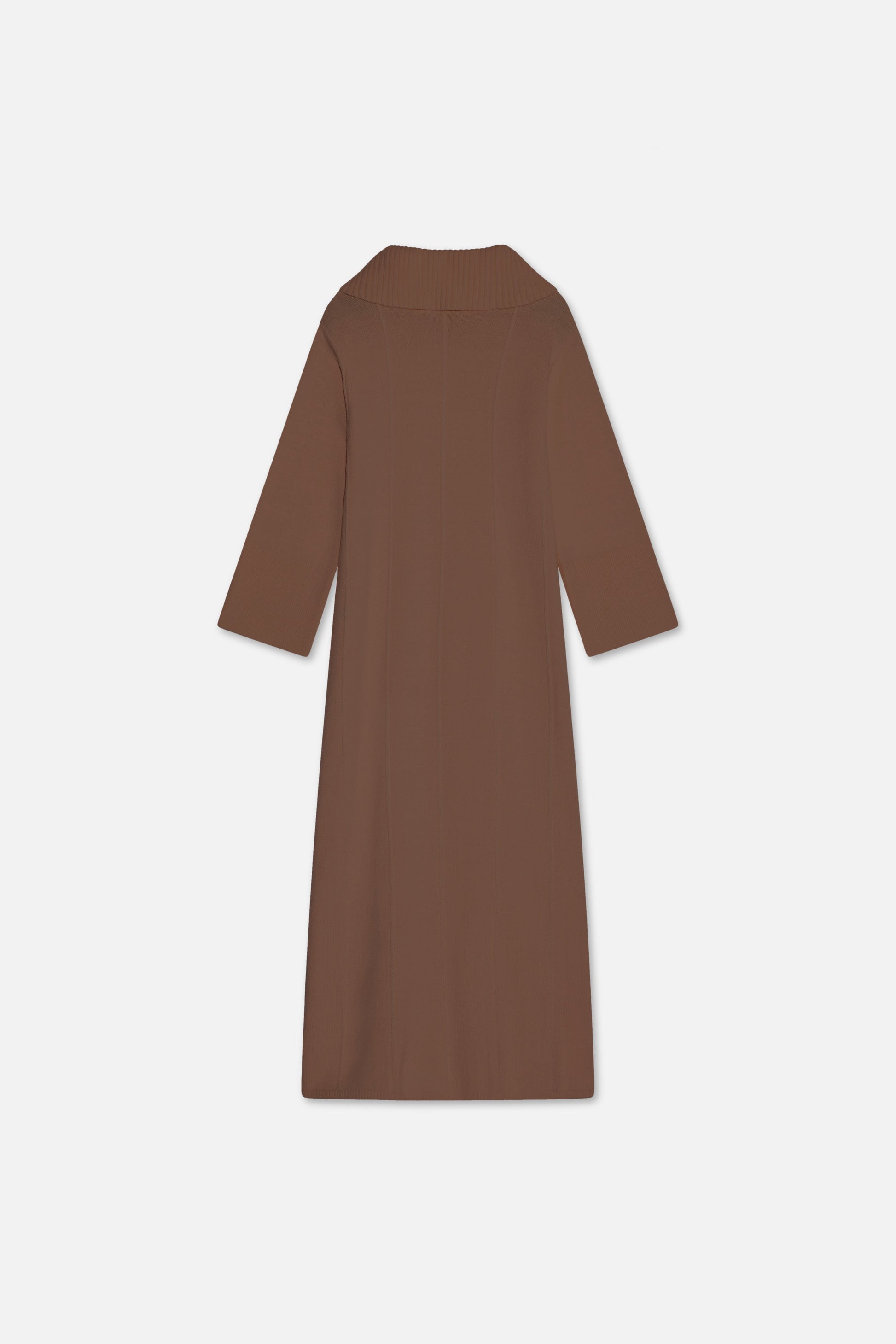 Robe à col tricoté | Chocolat