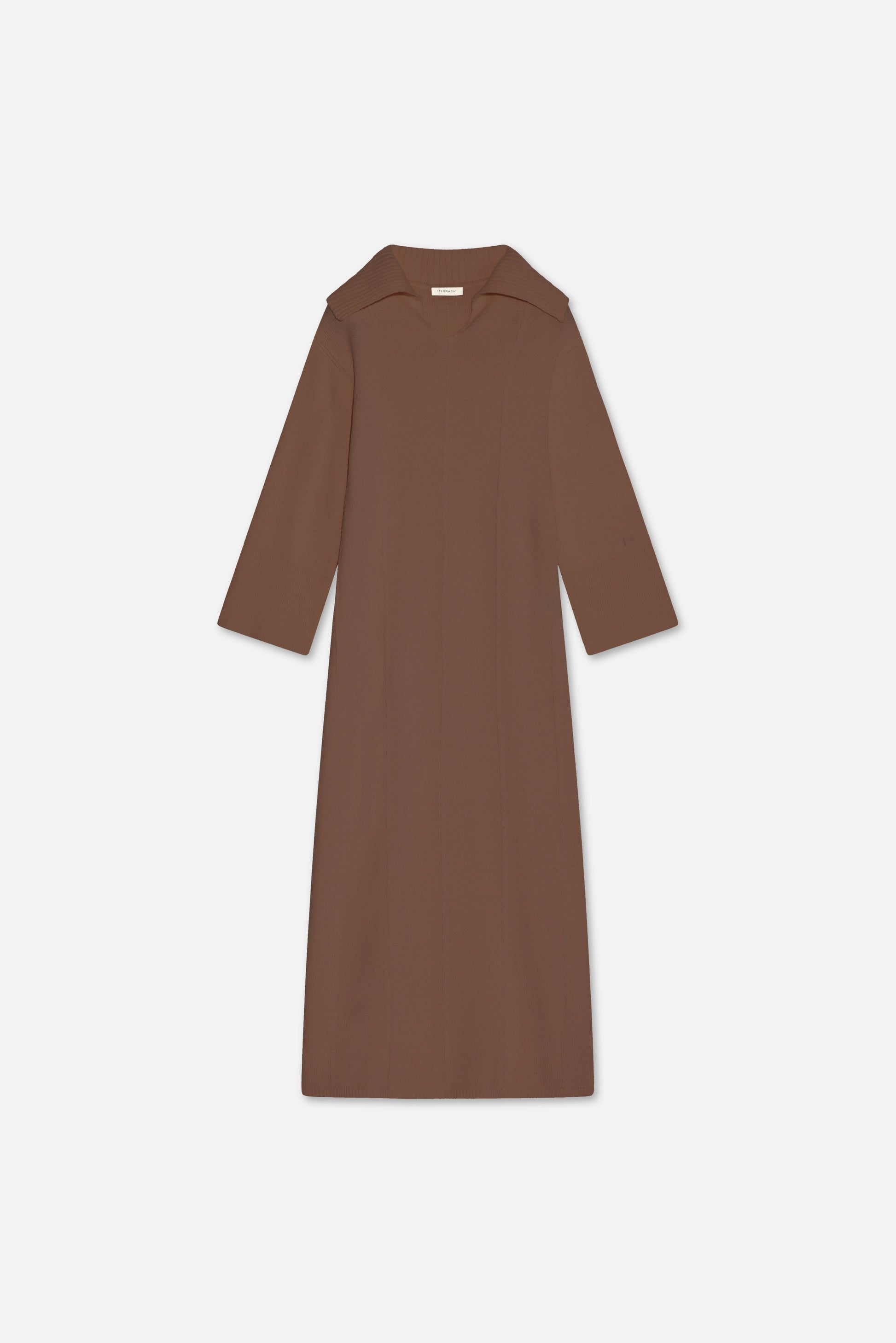 Robe à col tricoté | Chocolat