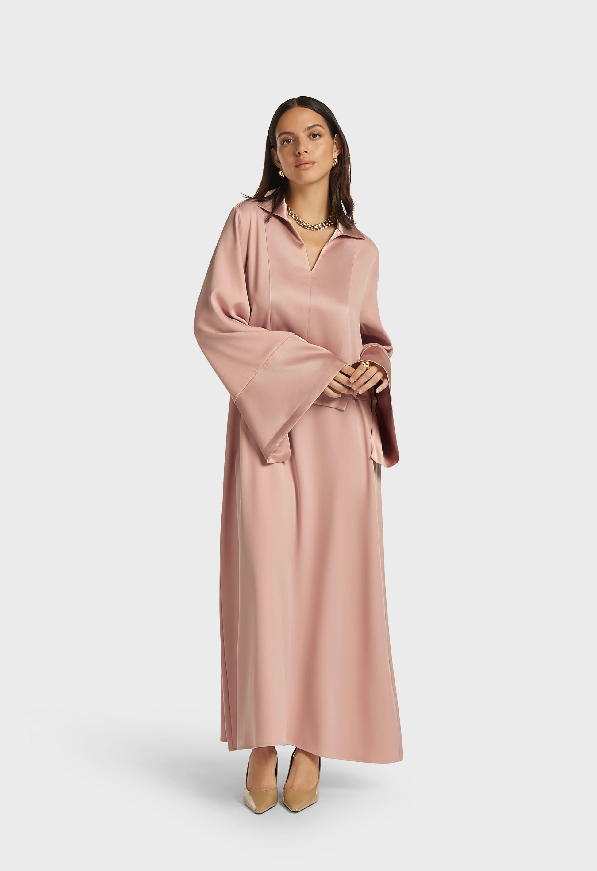 Robe caftan courte | Rose foncée