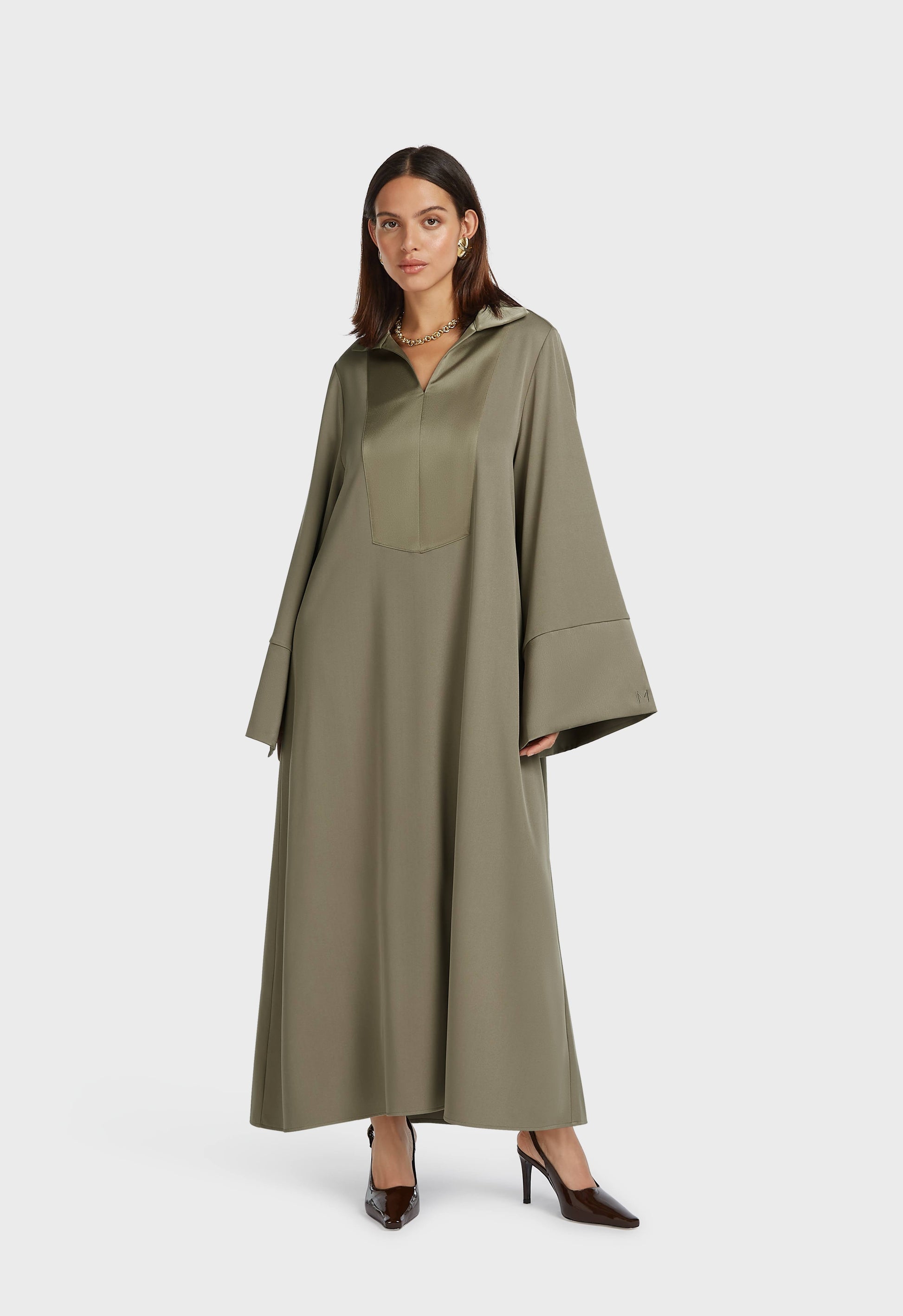 Robe caftan courte | Brun Désert