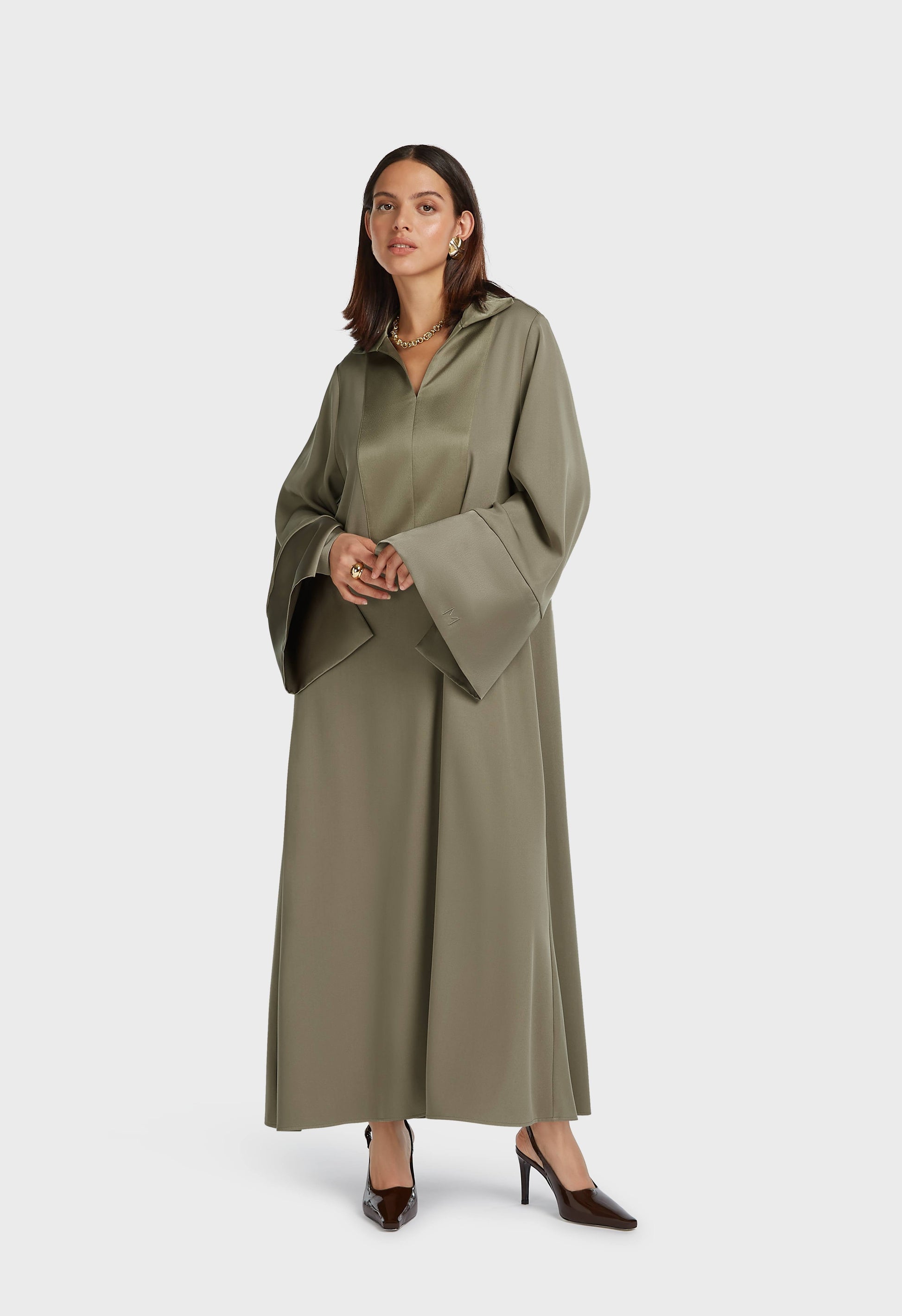 Robe caftan courte | Brun Désert