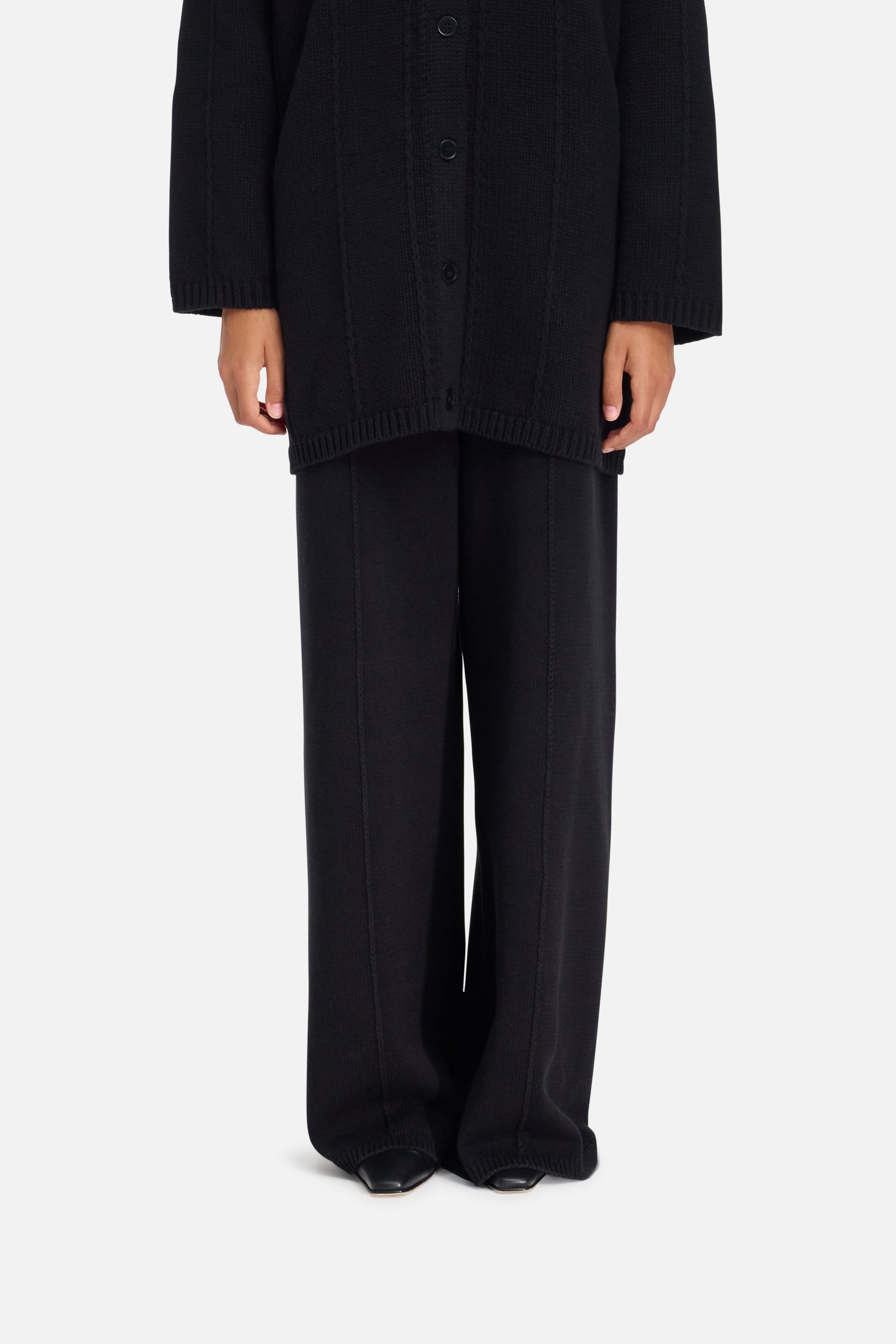 Pantalon torsadé tricoté | Noir