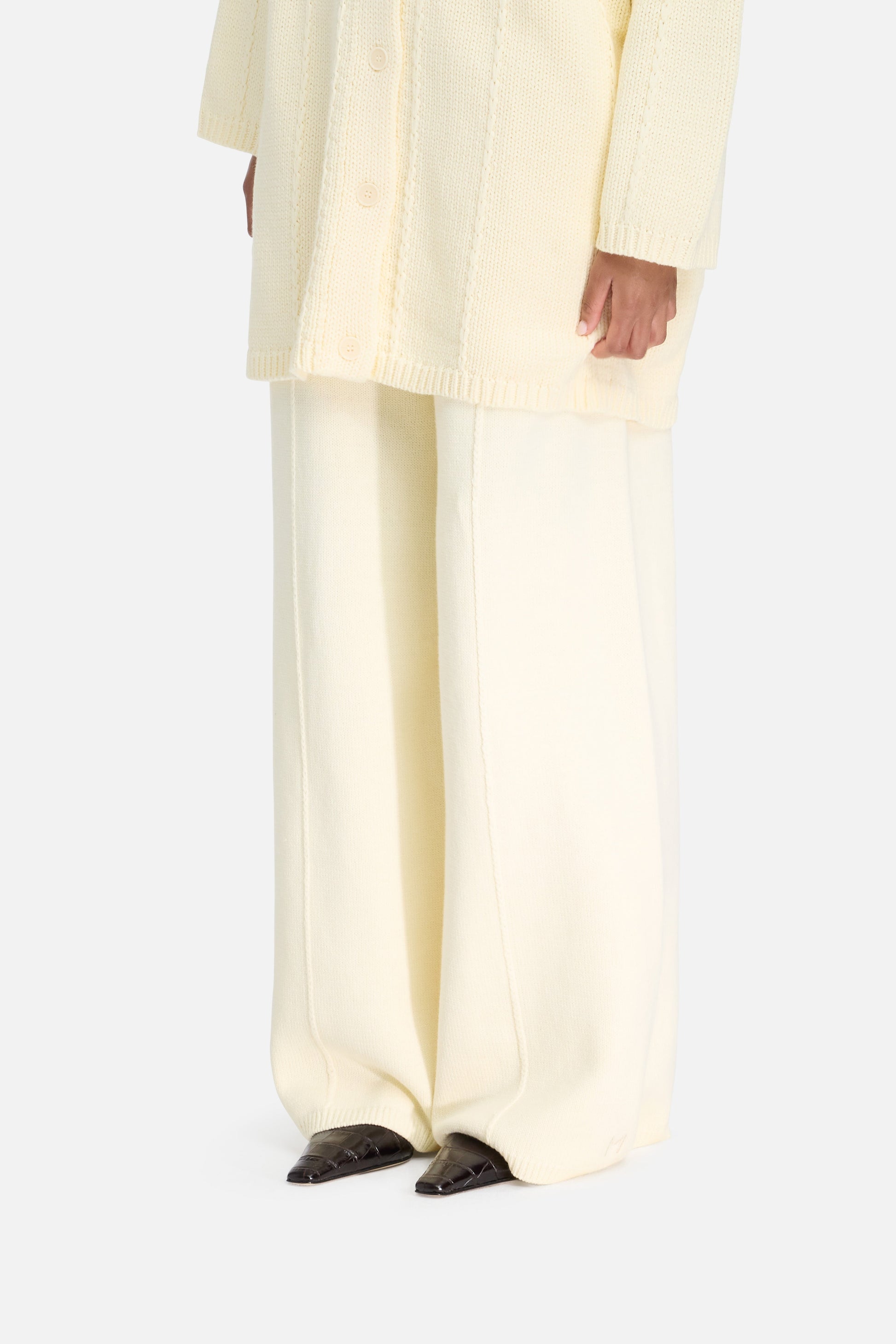 Pantalon torsadé tricoté | Porcelaine