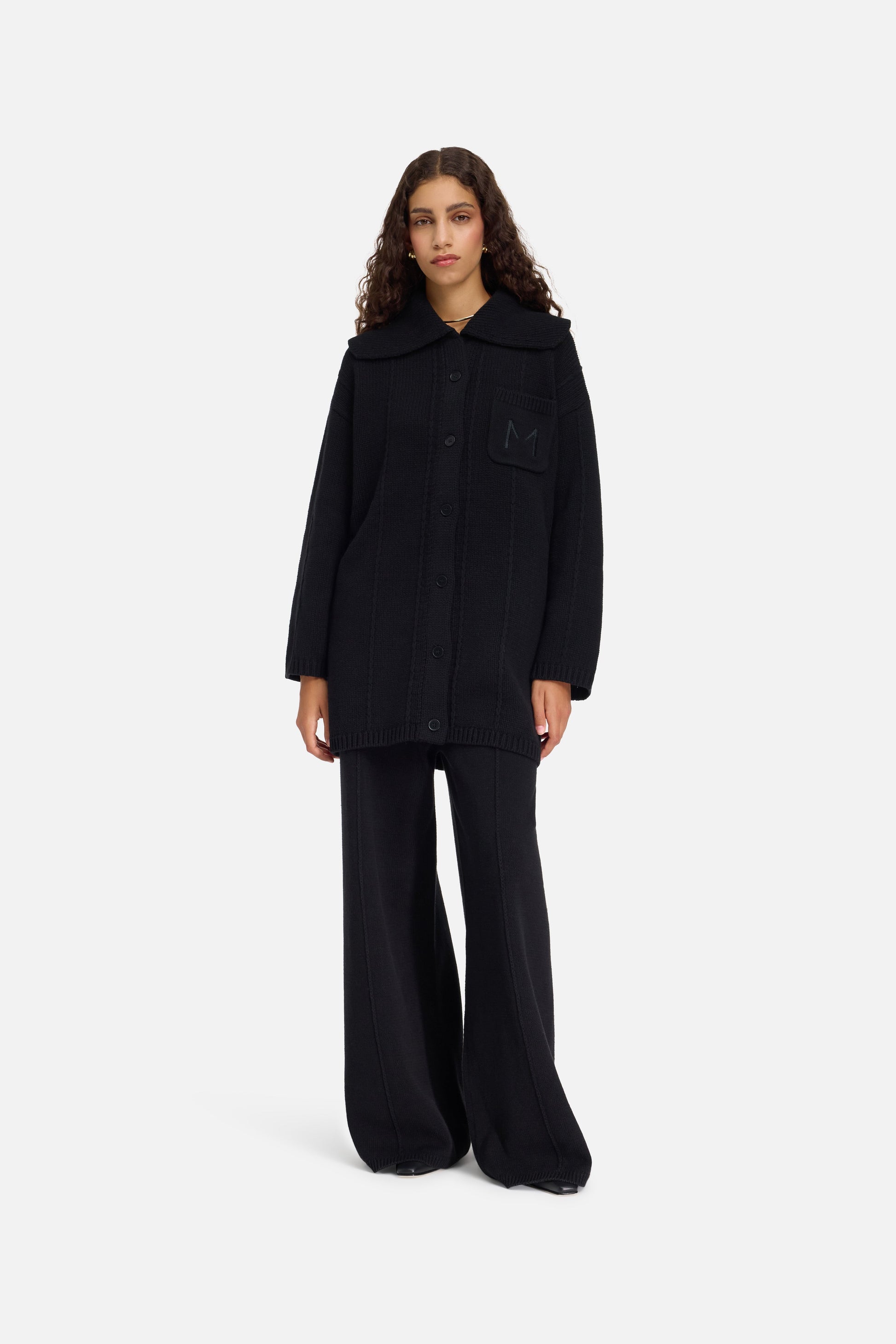 Pantalon torsadé tricoté | Noir