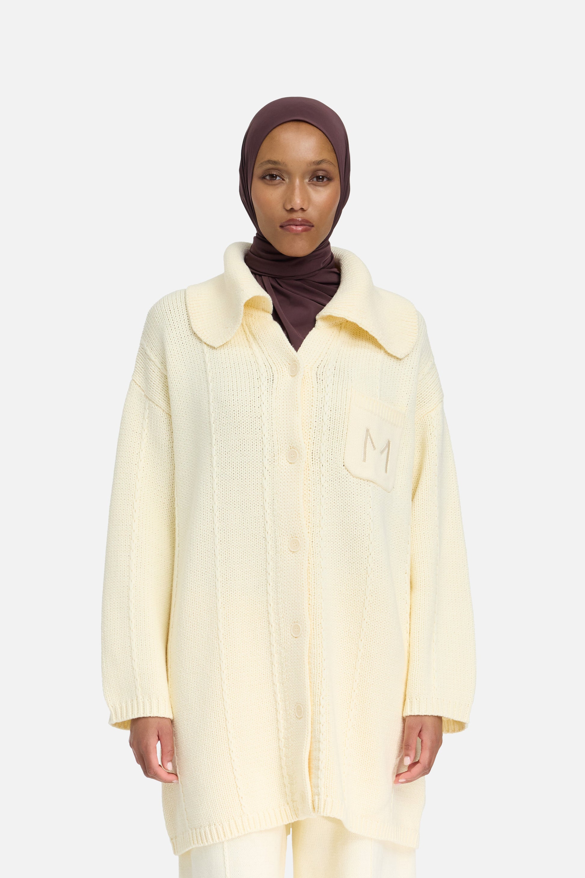 Cardigan à col tricoté | Porcelaine