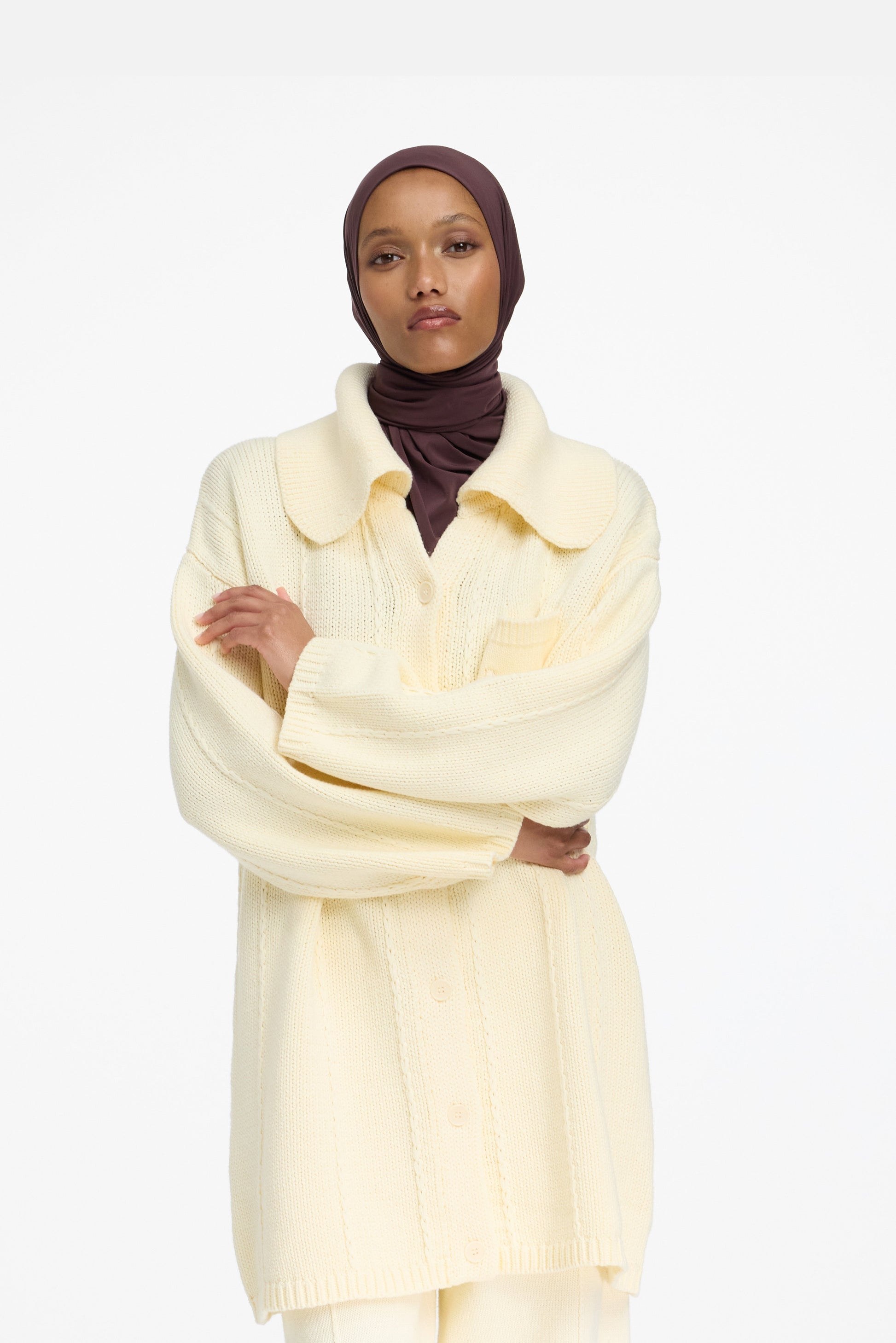 Cardigan à col tricoté | Porcelaine