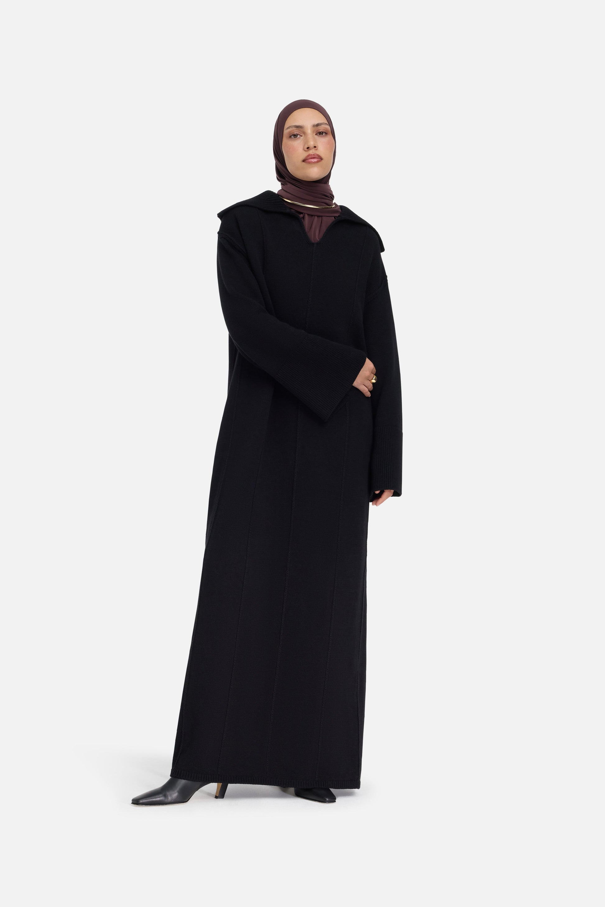 Robe à col tricoté | Noir