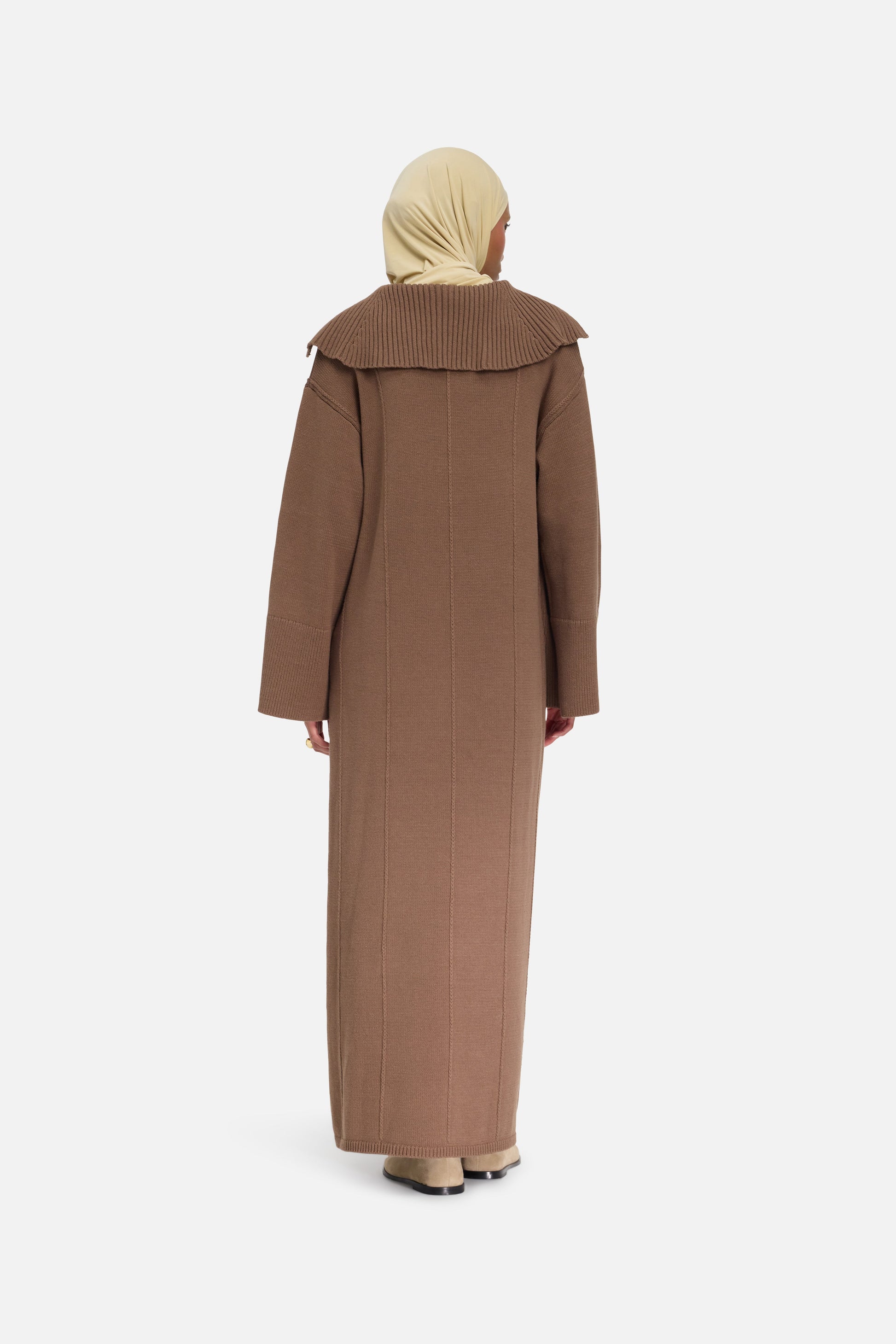 Robe à col tricoté | Chocolat