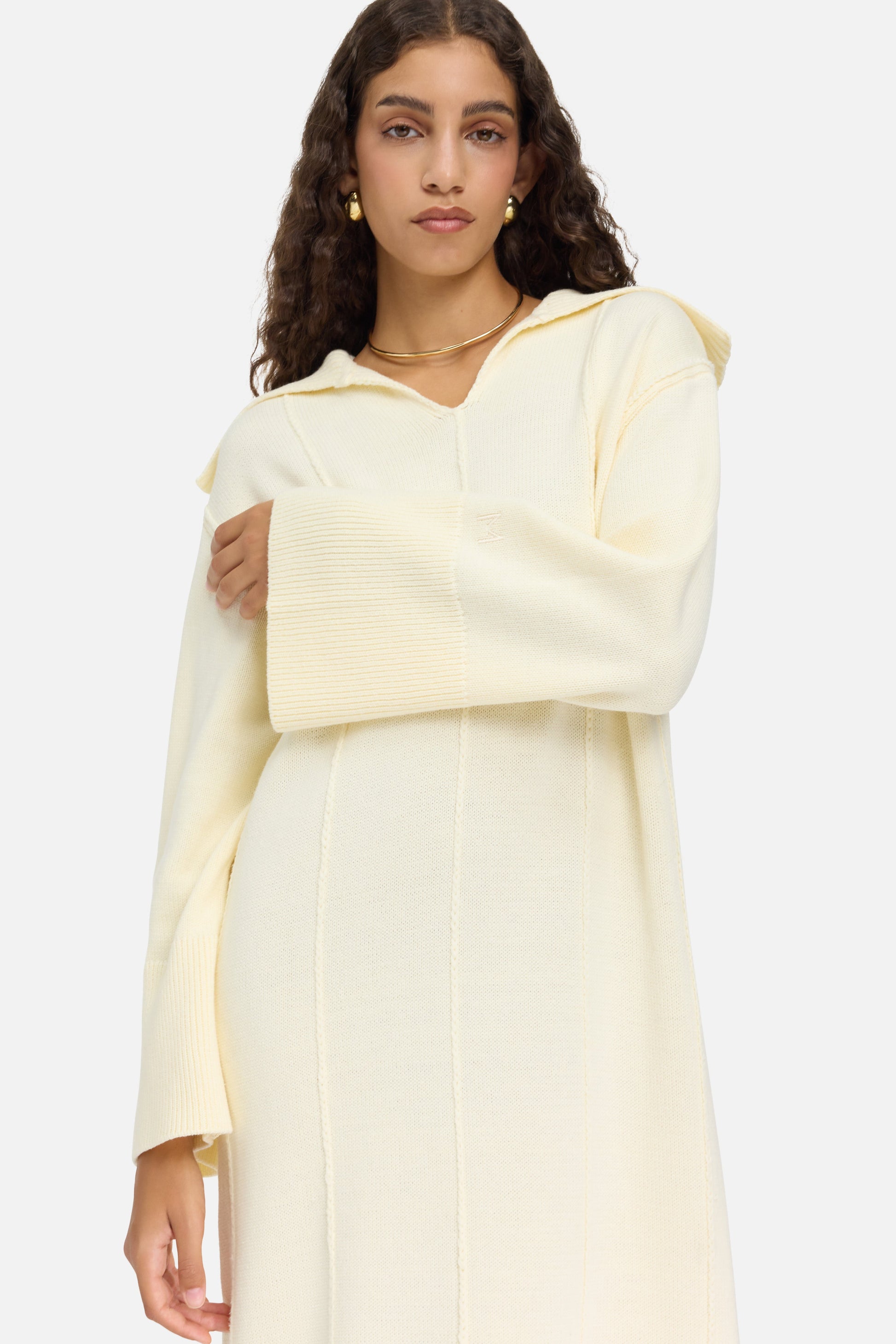 Robe à col tricoté | Porcelaine