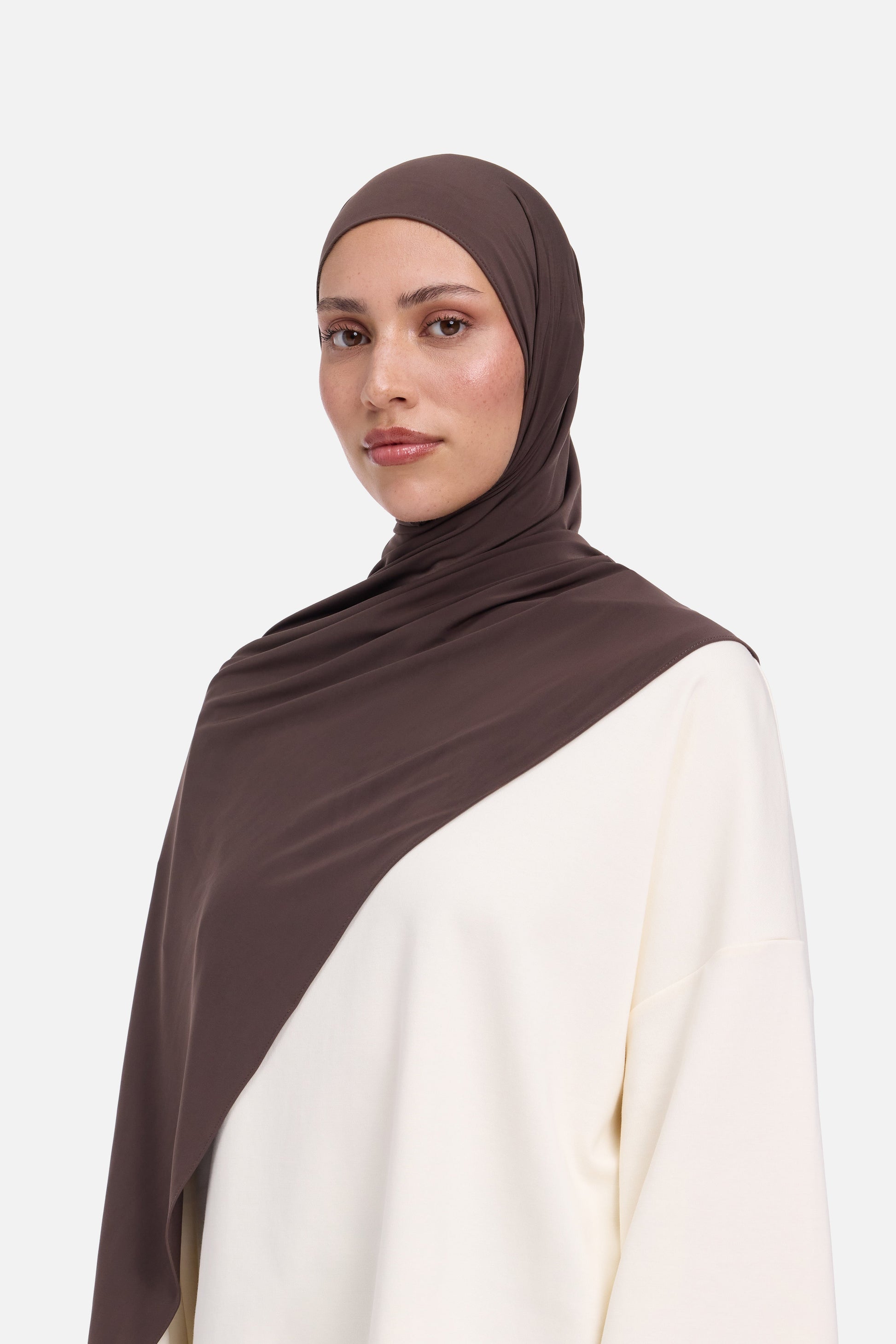 Écharpe en jersey liquide | Marron foncé