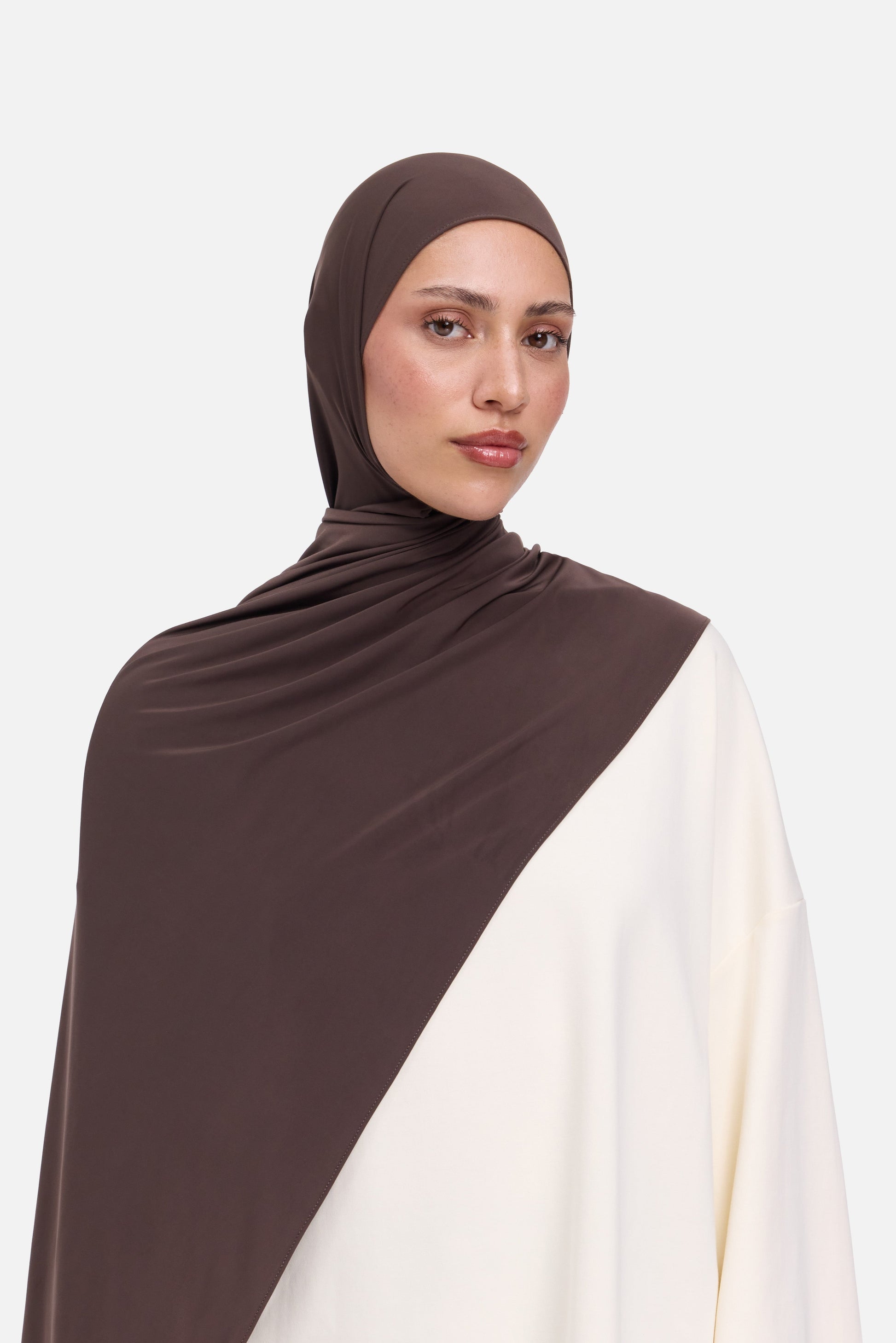 Écharpe en jersey liquide | Marron foncé