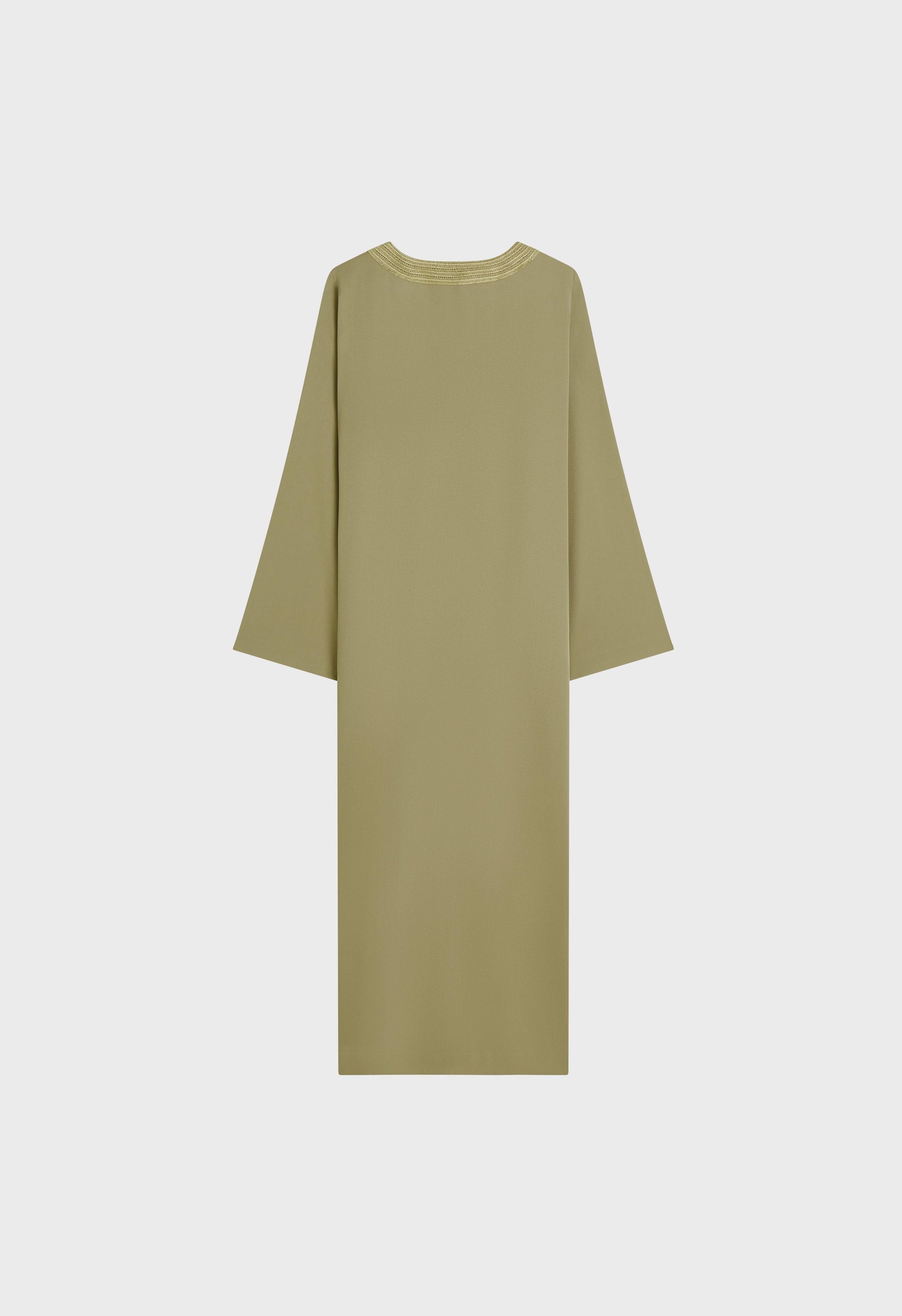Robe caftan brodée en lurex | Gris Vert