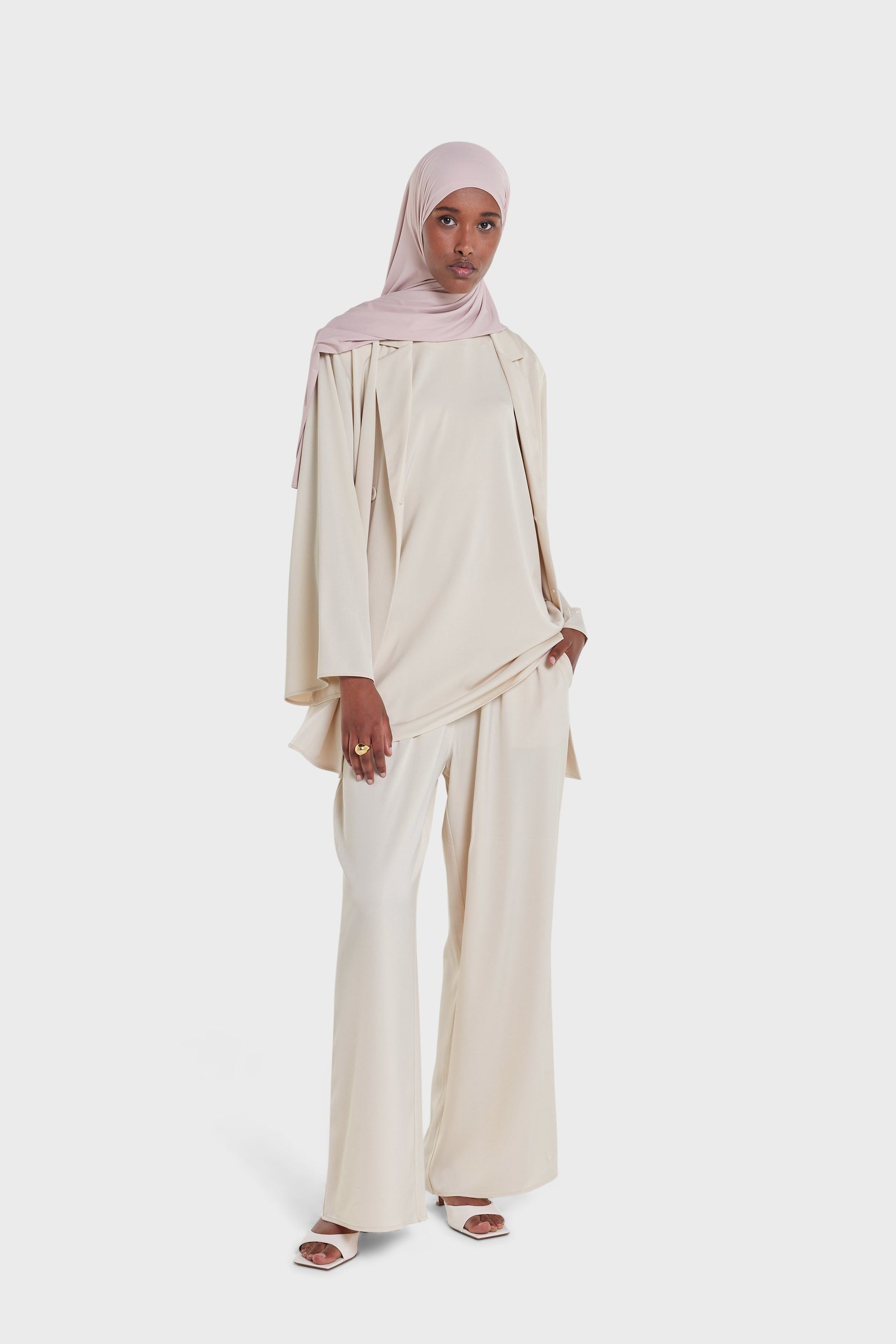 Blazer d’été en satin | Sable