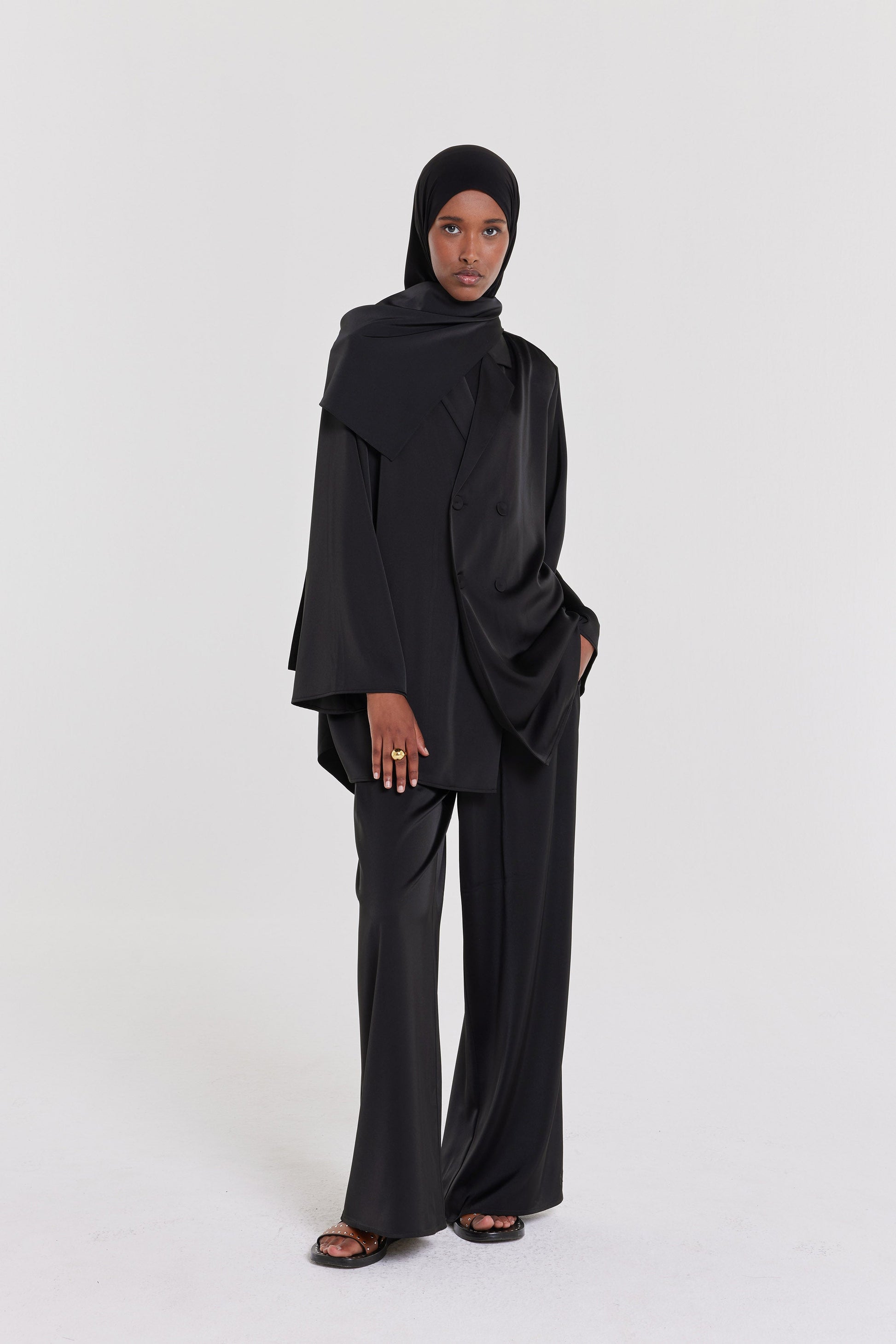 Blazer d’été en satin | Noir