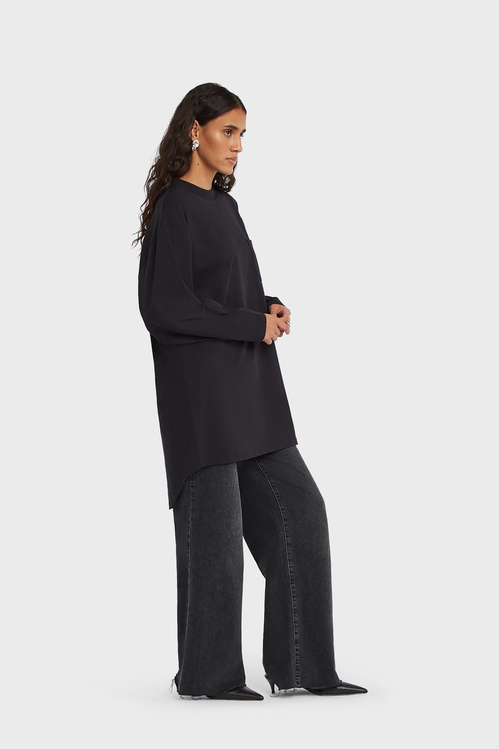 Tee-shirt en coton surdimensionné | Noir