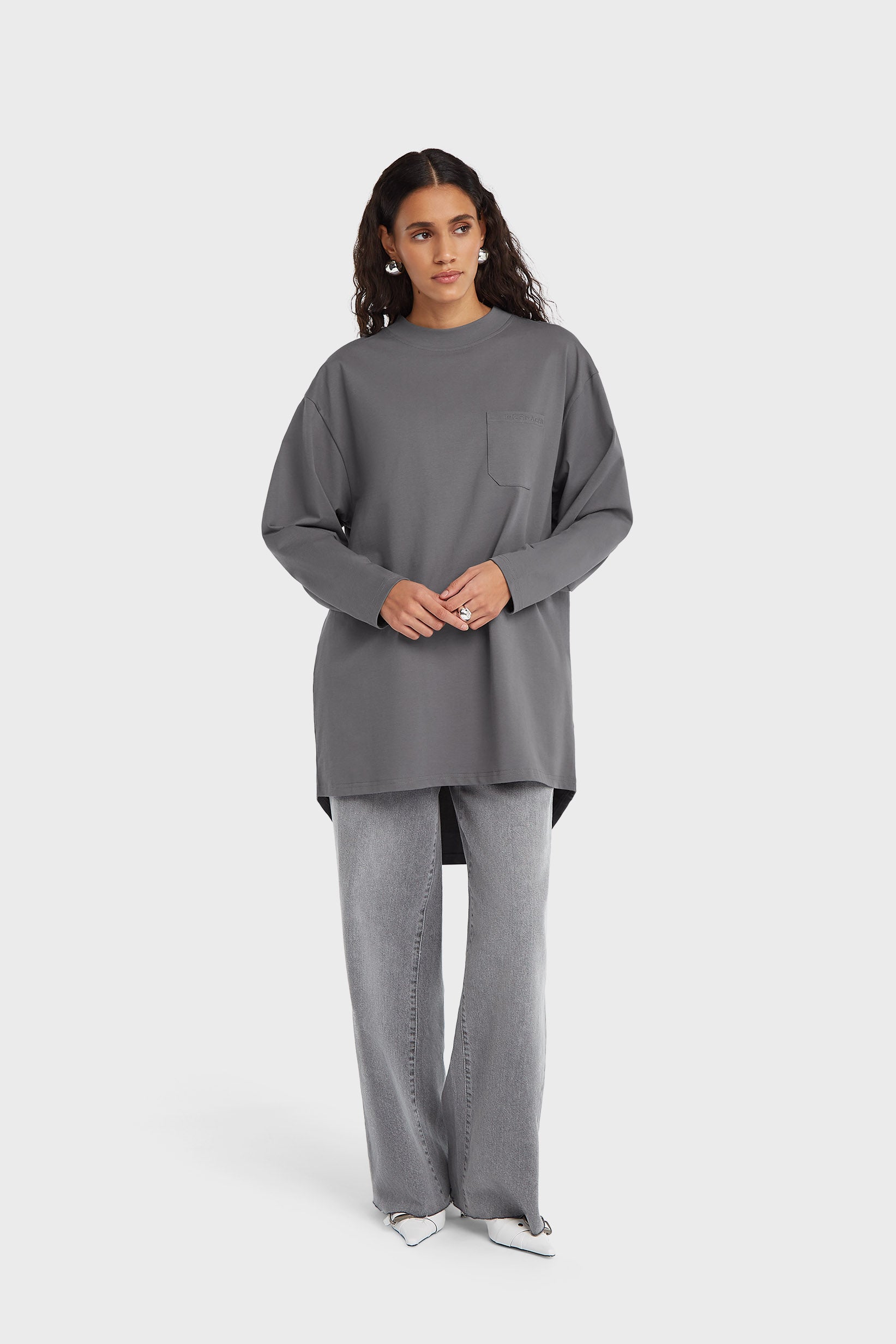 Tee-shirt en coton surdimensionné | Bleu lave