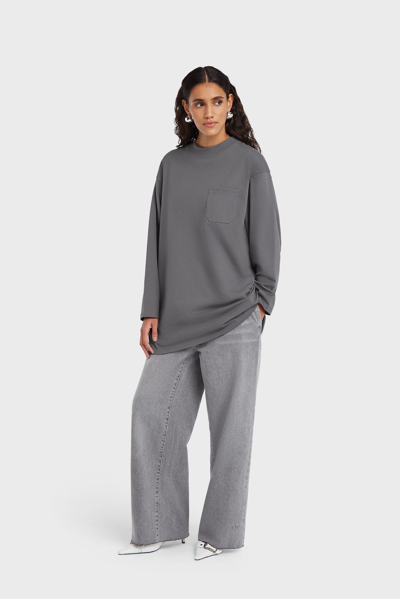 Tee-shirt en coton surdimensionné | Bleu lave