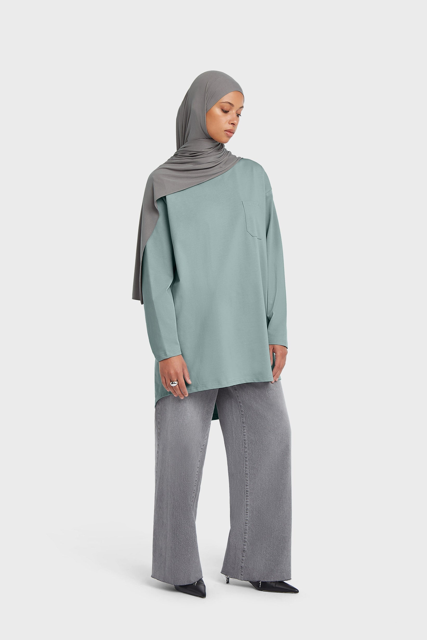 Tee-shirt en coton surdimensionné | Argent Bleu