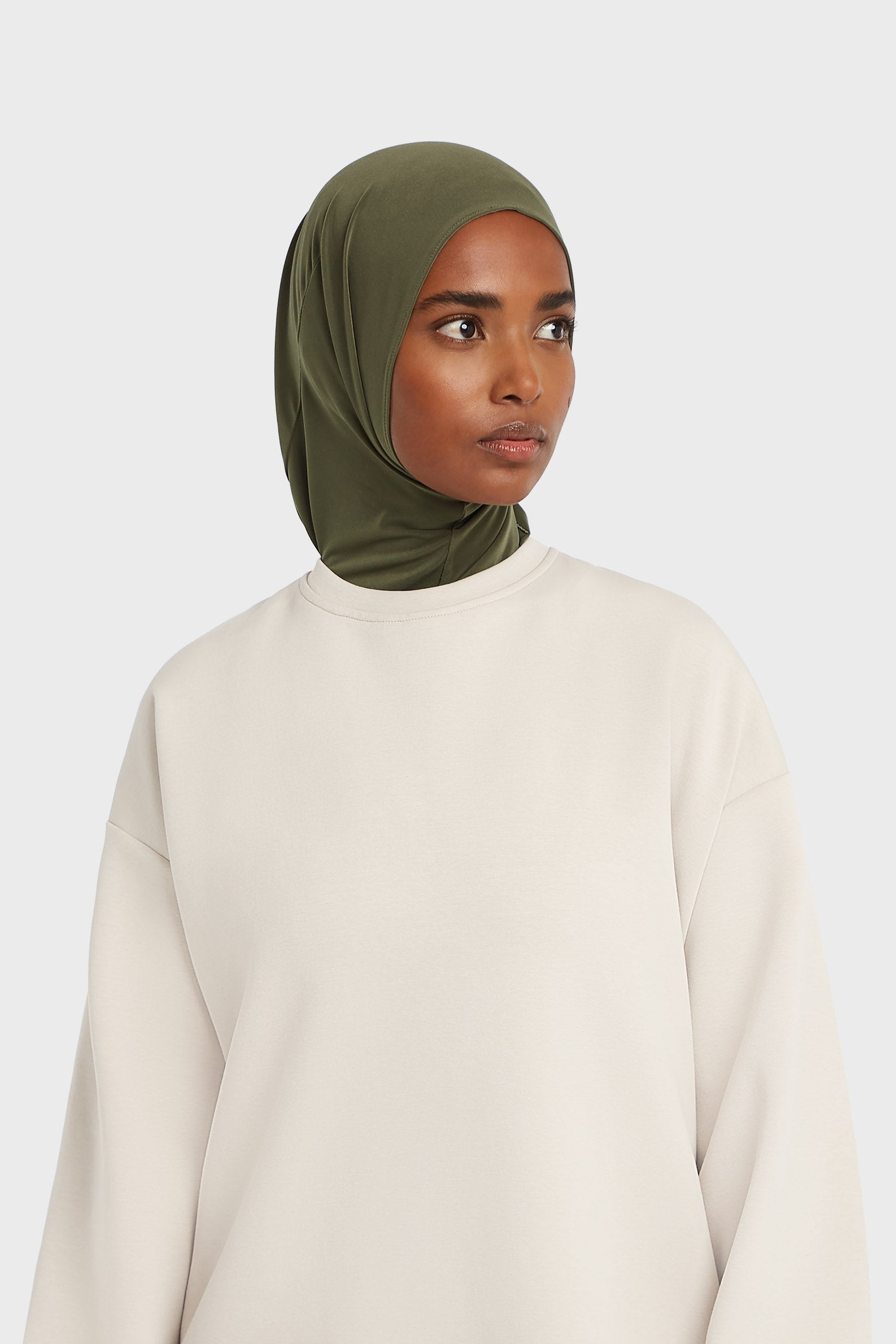 Hijab en jersey haut de gamme | Olive poussiéreuse
